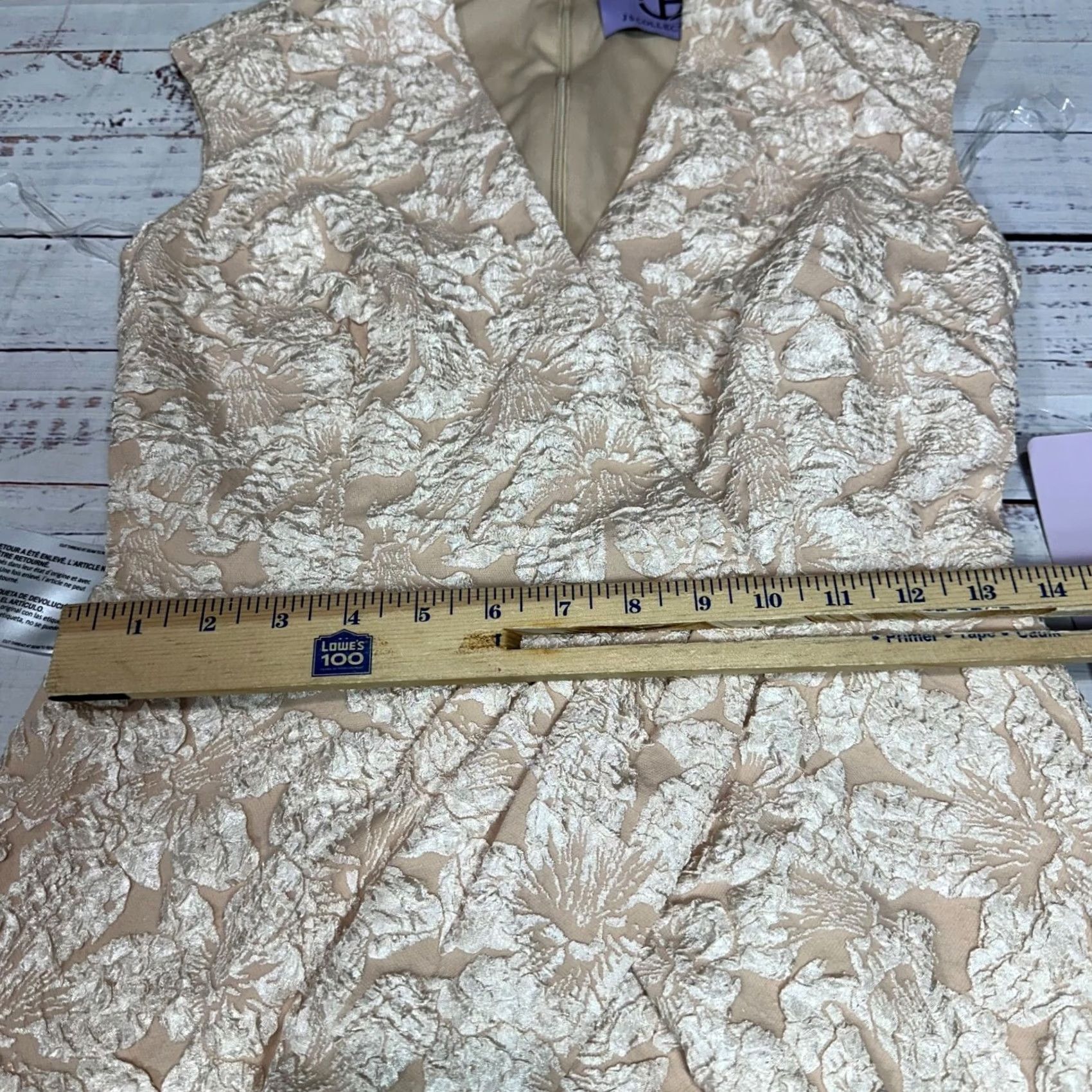 Vintage JS Collections Womens Emery Faux Wrap Sheath Dress Sz 4 Champagne Sleeveless New Size S / US 4 / IT 40 - 3 Thumbnail