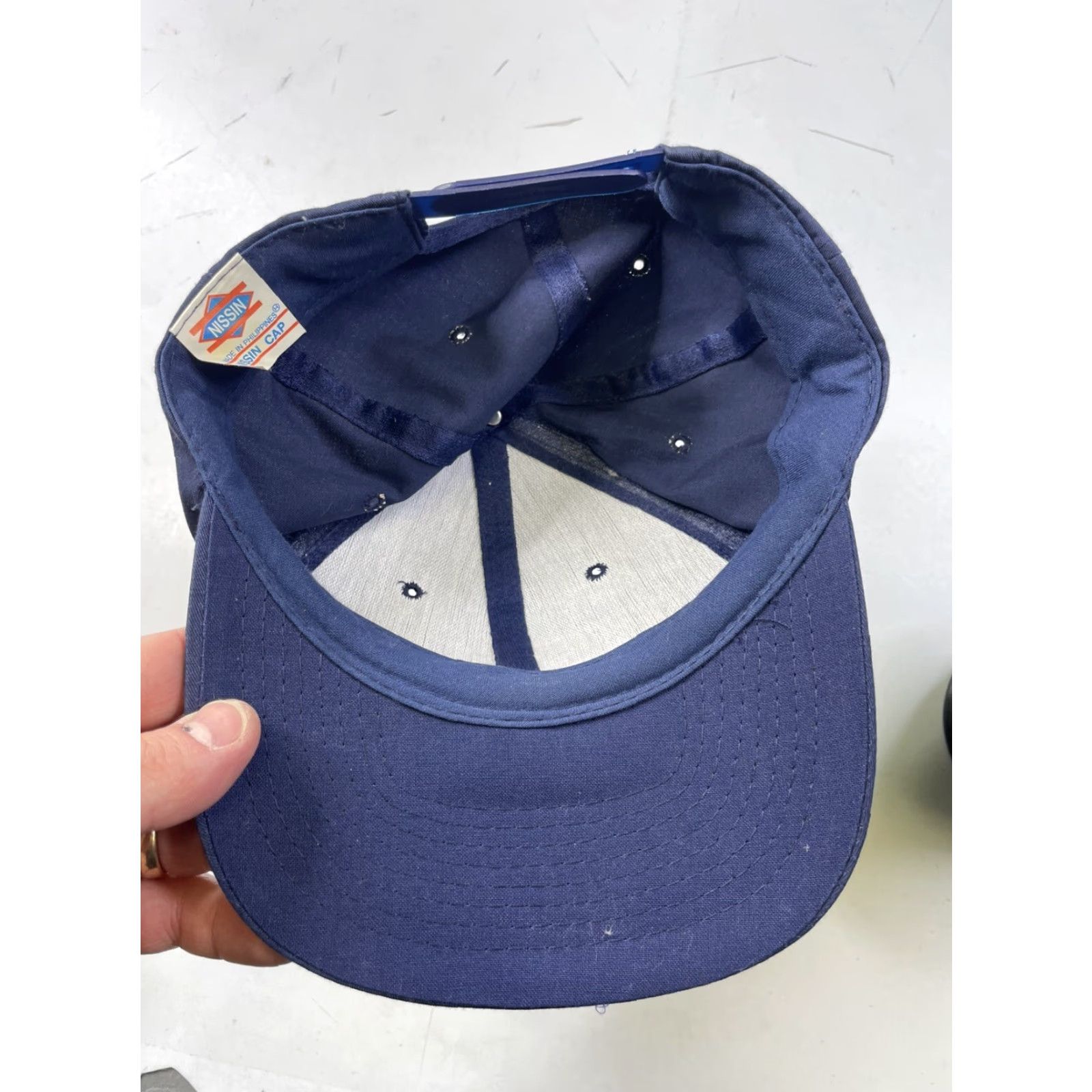 Vintage VINTAGE 1997 Nissin Womens Snapback Hat Cap Blue Adjustable Cotton Twill 90s Logo Patch Nissin Black History Month Size ONE SIZE - 3 Thumbnail