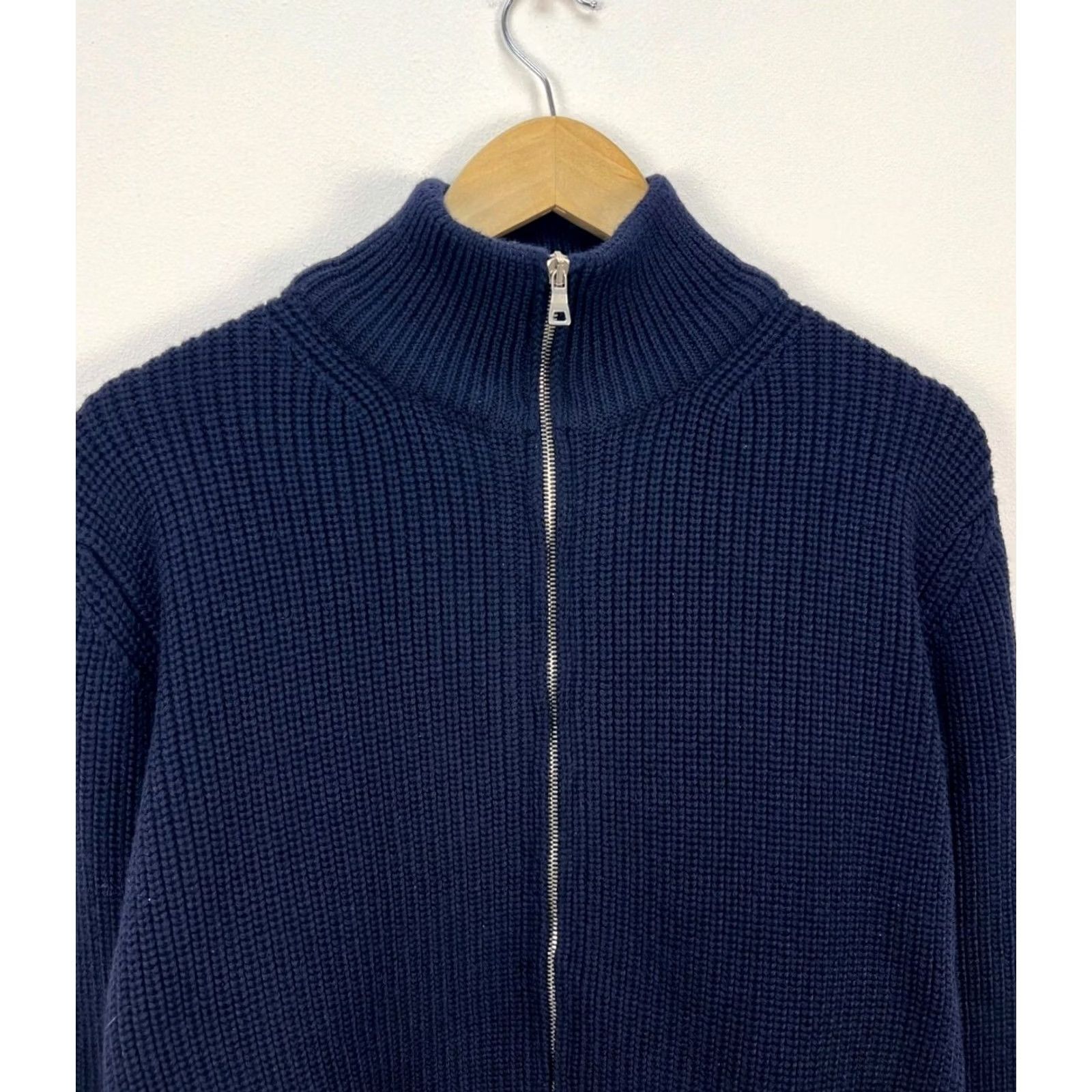 Mr P. Mr P. Porter Merino Wool Zip Up Cardigan Sweater Navy Men's Size M Size US M / EU 48-50 / 2 - 2 Thumbnail