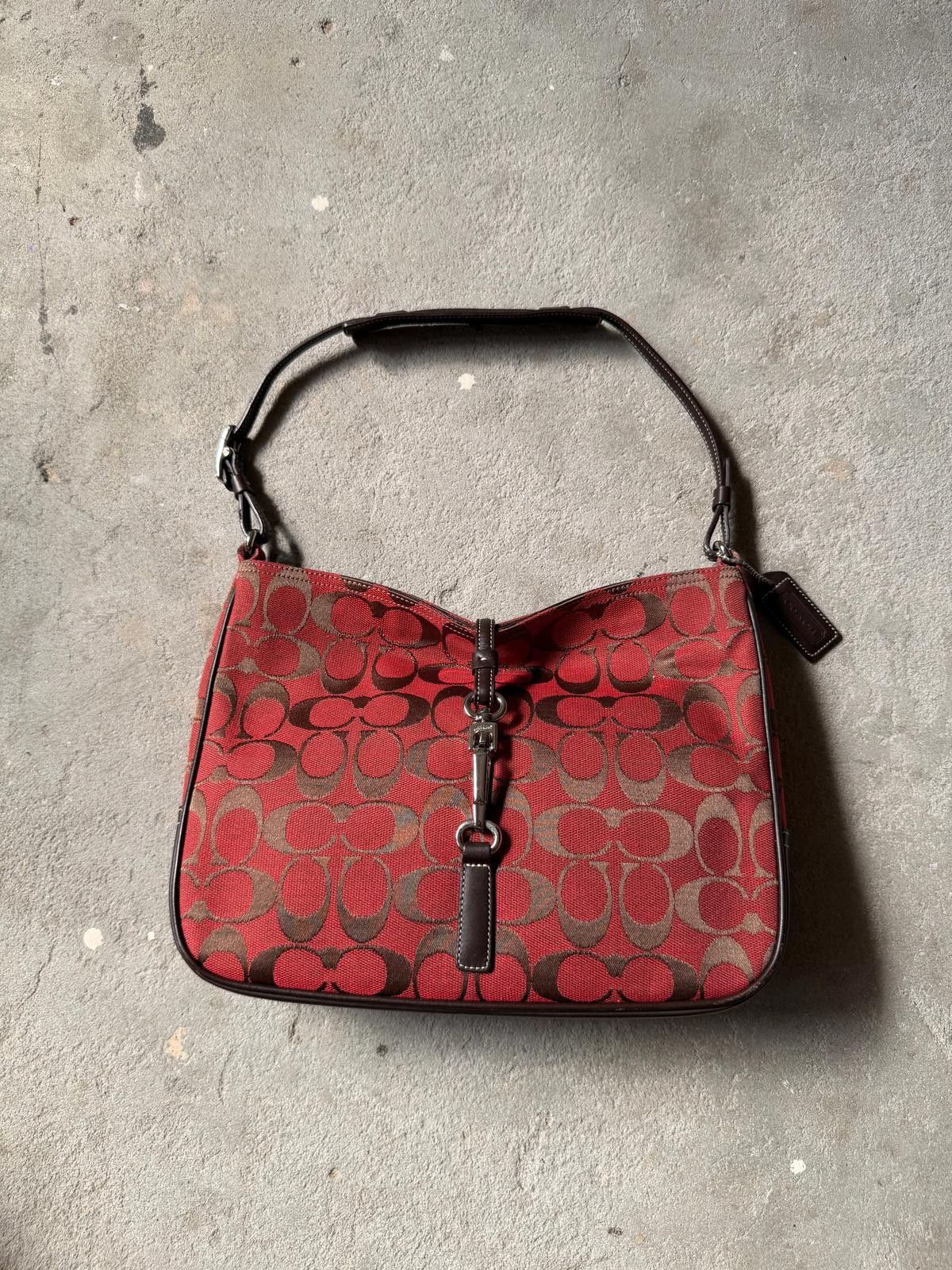Coach Coach Hobo Signature Clip Canvas Handbag 'Red/Brown' Size ONE SIZE - 1 Thumbnail