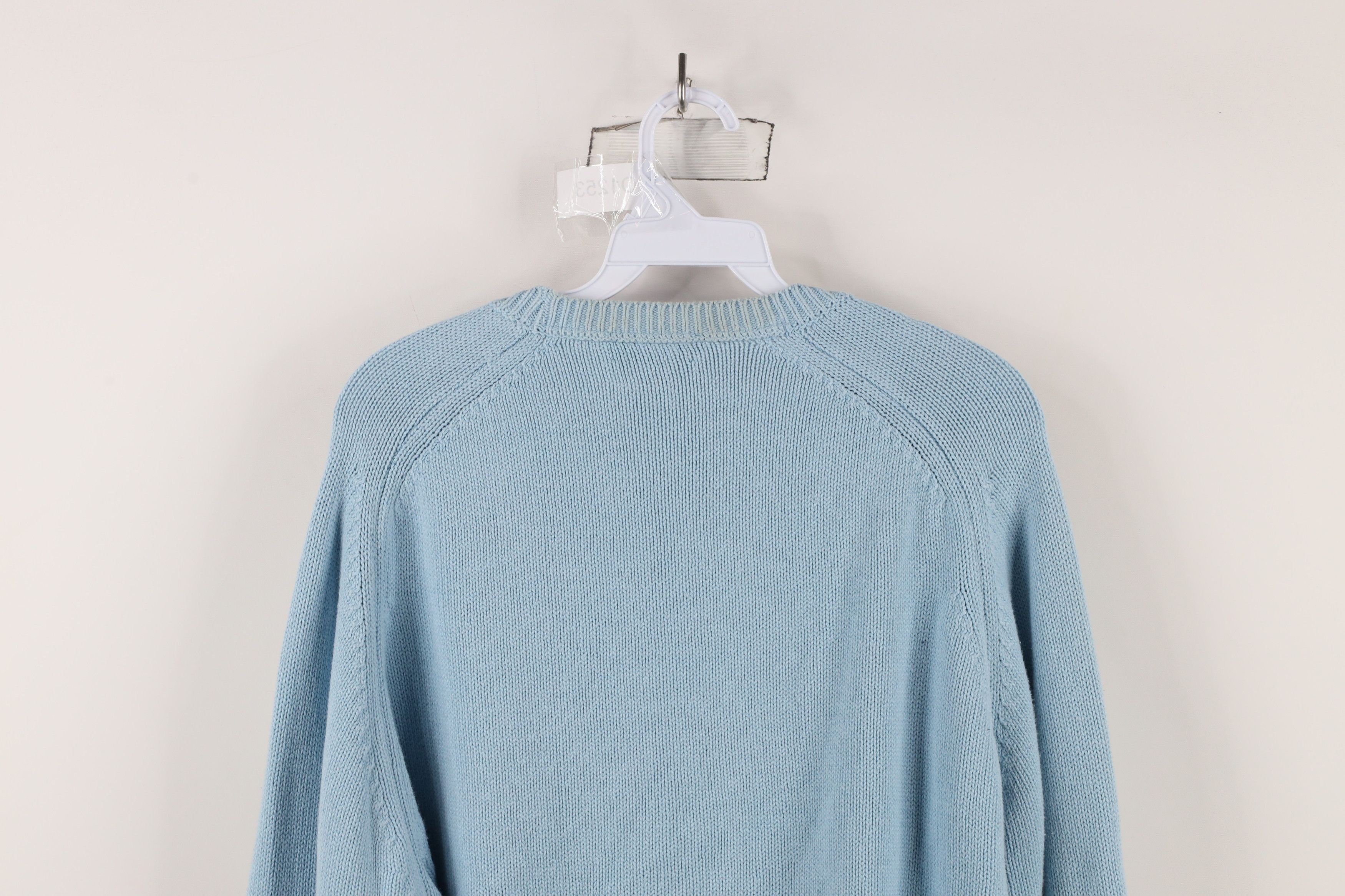 Lands' End × Vintage Vintage 90s Lands End Cotton Knit Sweater Carolina Blue USA Size US L / EU 52-54 / 3 - 12 Thumbnail