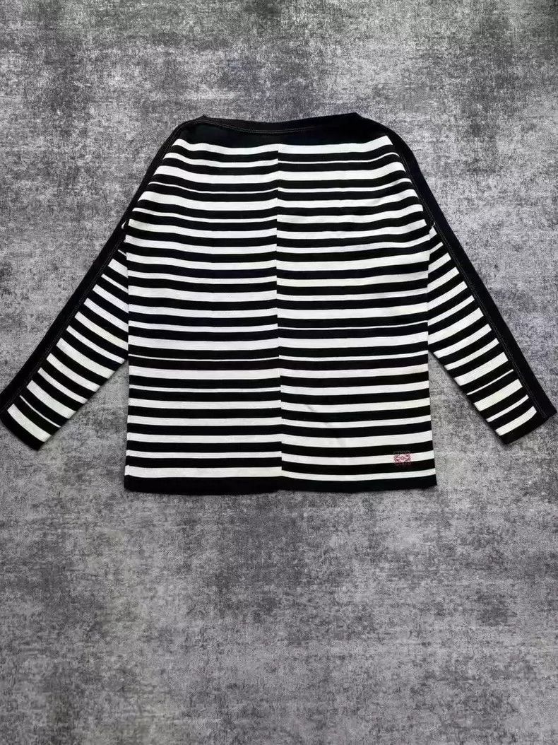 Loewe loewe Striped embroidered logo one-shoulder knitwear 2506-N Size US M / EU 48-50 / 2 - 1 Thumbnail