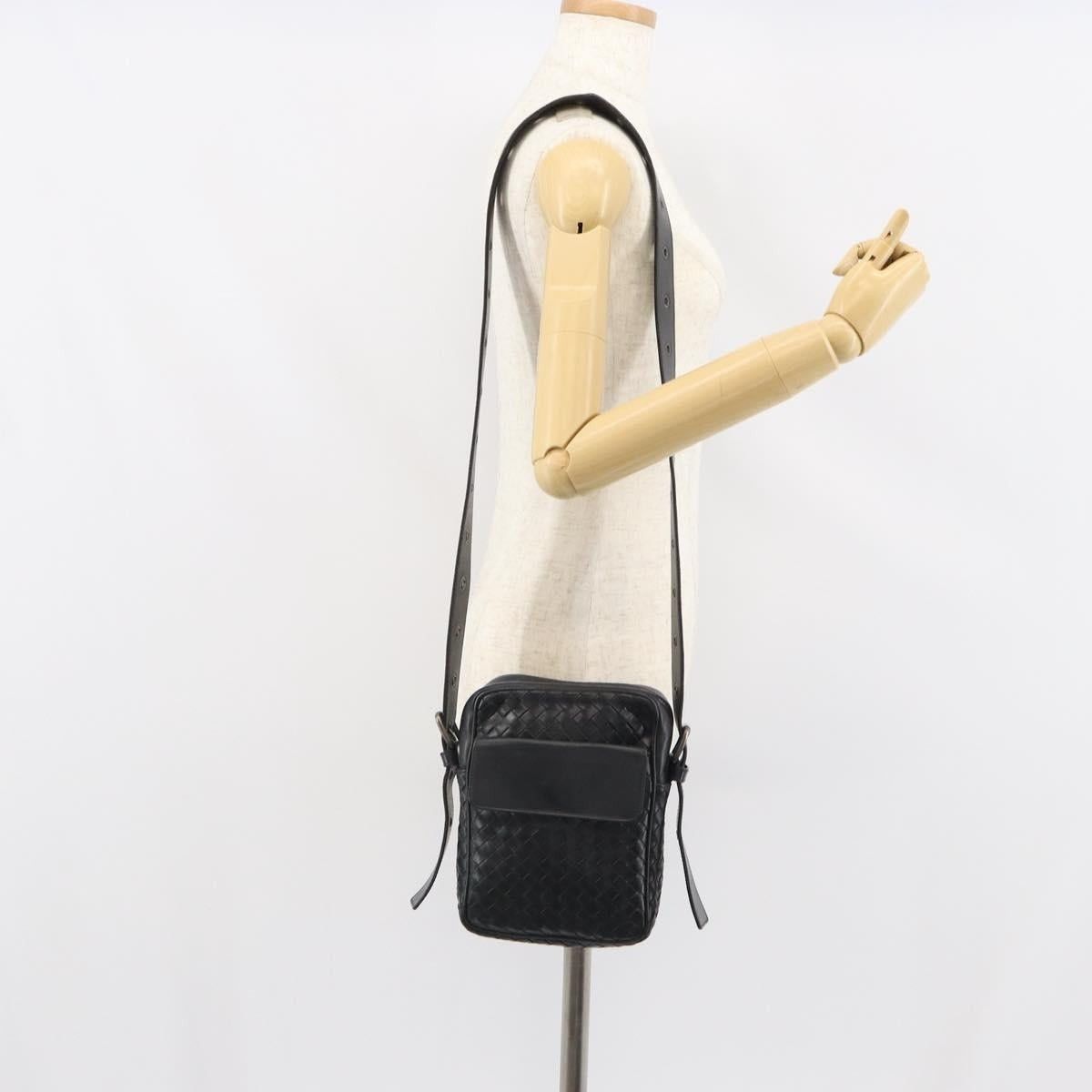 BOTTEG AVENETA INTRECCIATO Shoulder Bag Leather Black Silver
