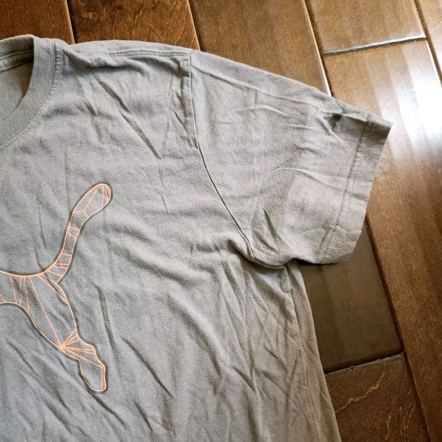 Puma PUMA Men Gray Logo Short Sleeve T-shirt - Size L/M Crew Neck, Regular Fit, Solid, 100% Cotton, Men’s Shirt, Gray, Logo, Guatemala Size US L / EU 52-54 / 3 - 5 Thumbnail