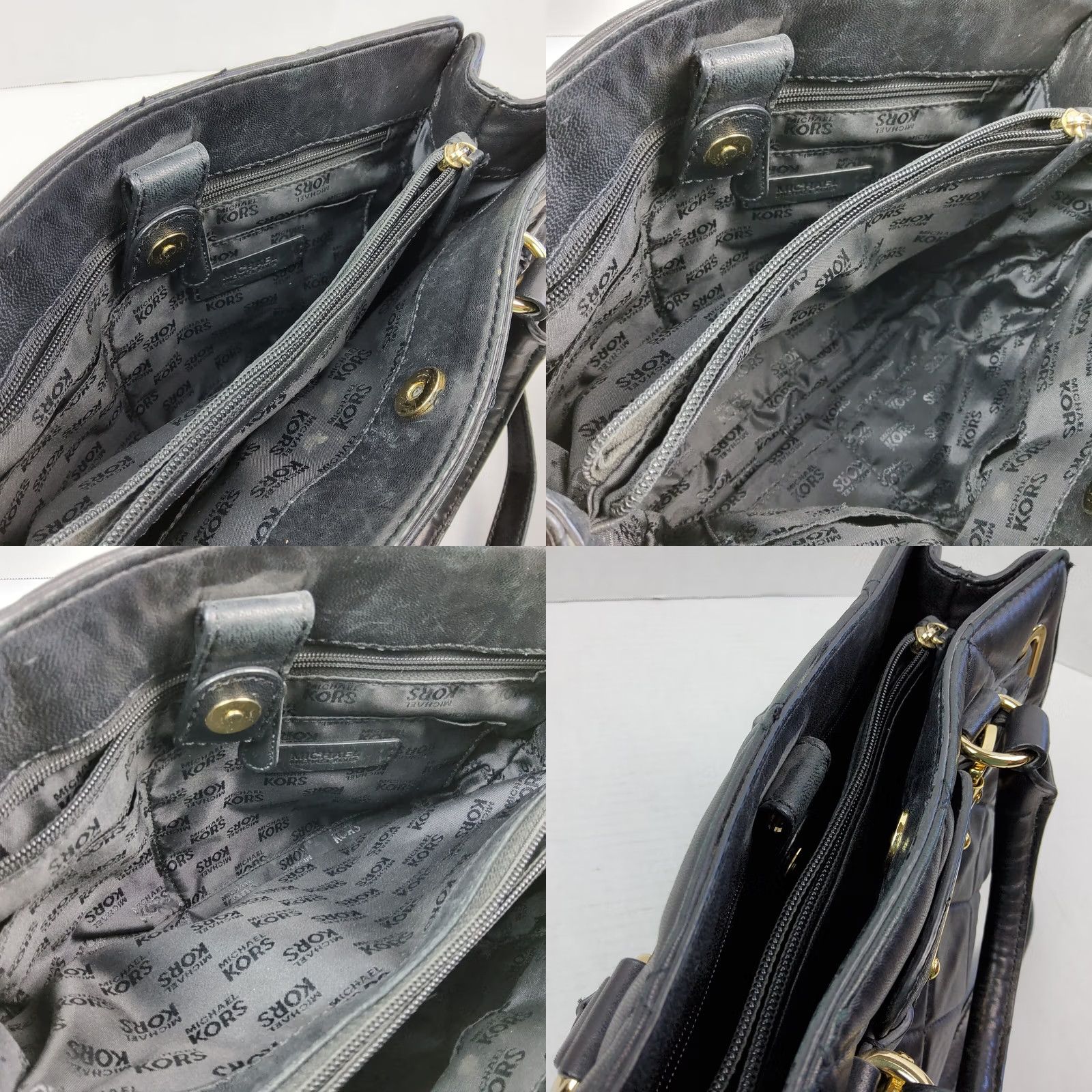 Michael Kors Michael Kors MK Quilted Shoulder Handbag Purse Bag Leather Black Women Purposed MK Shoulder Bag Size ONE SIZE - 10 Thumbnail