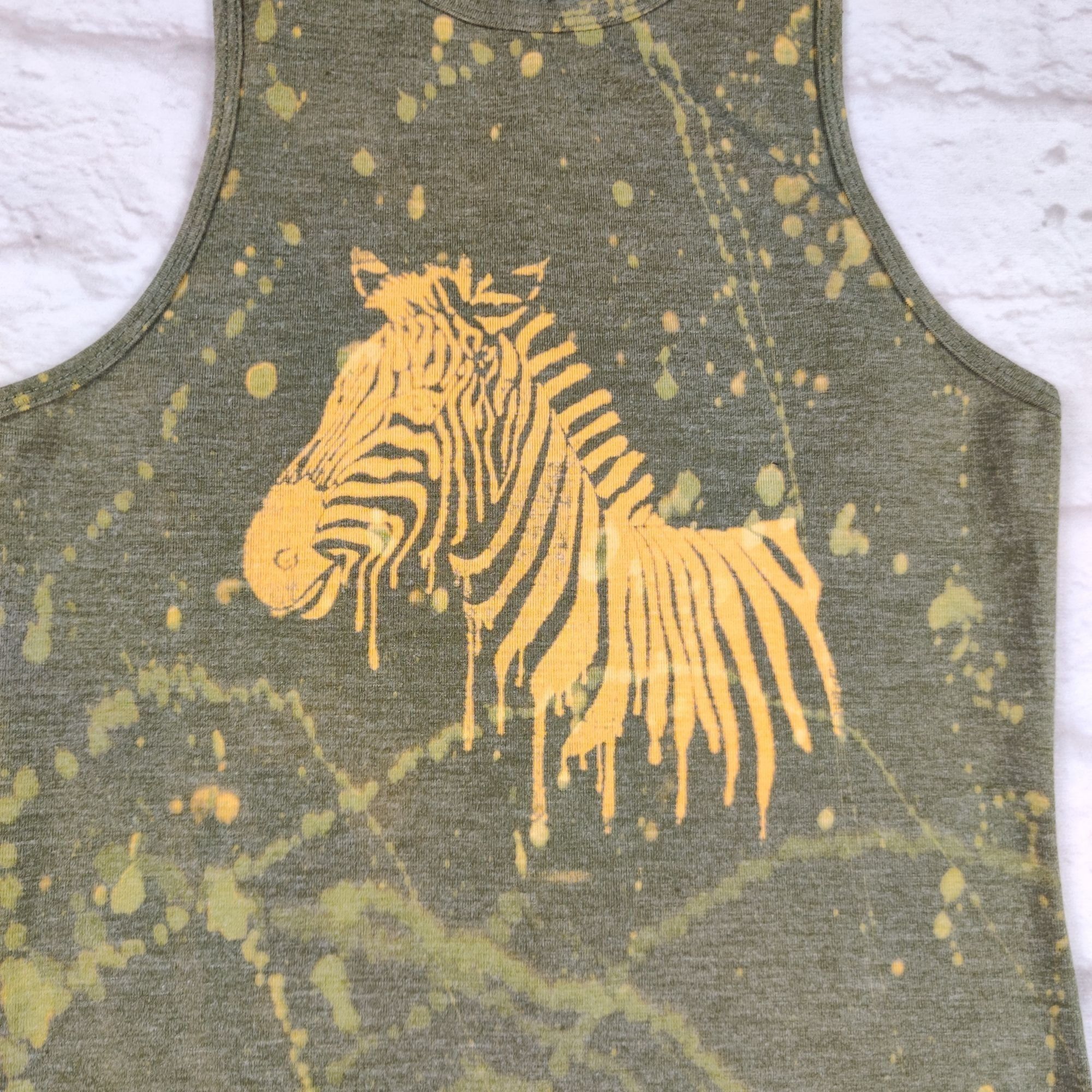 Handmade One of a Kind Zebra Dress Bleach Painted Reverse Dyed Bodyco Size XS / US 0-2 / IT 36-38 - 4 Thumbnail