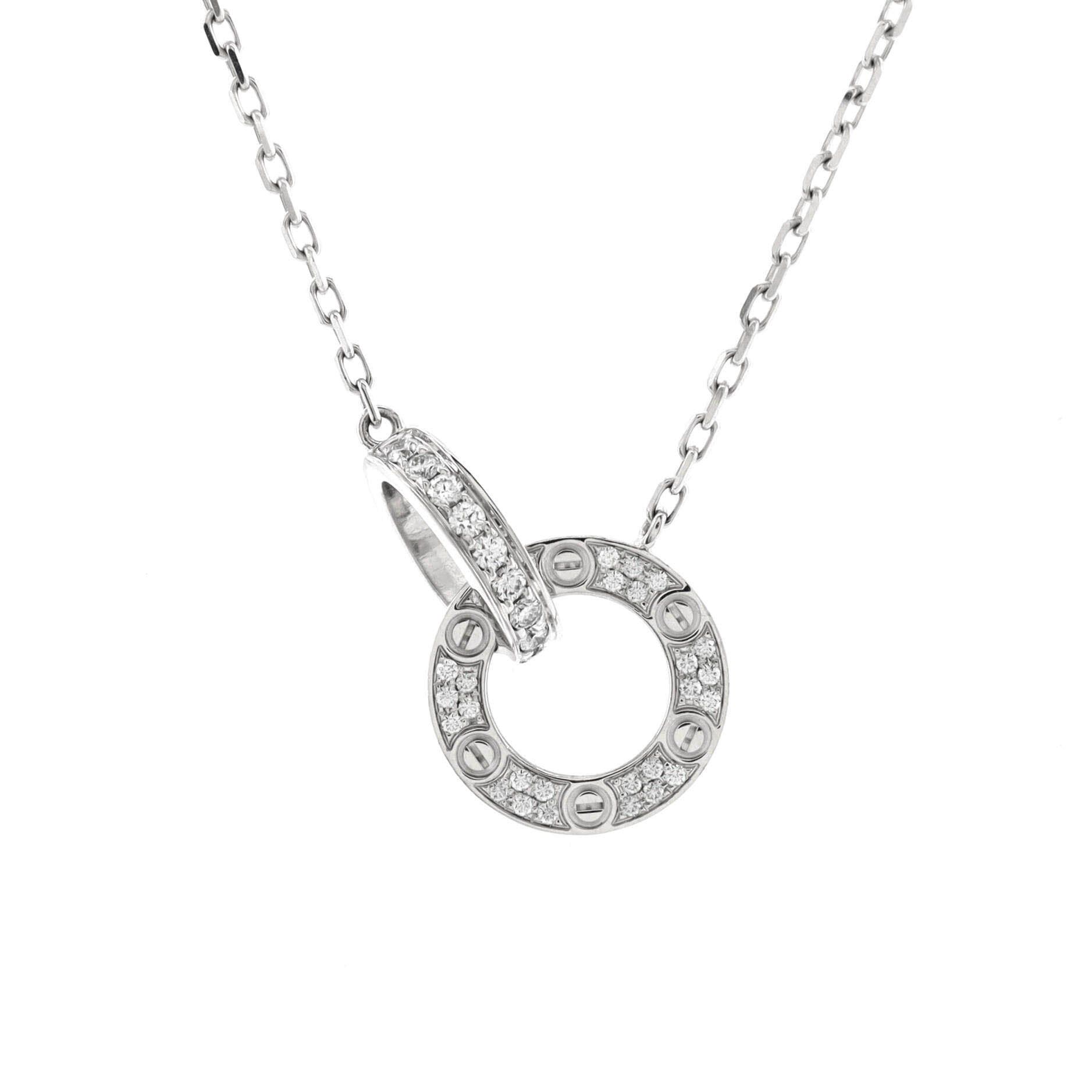 Cartier Love Interlocking Pave Necklace Size ONE SIZE - 1 Thumbnail