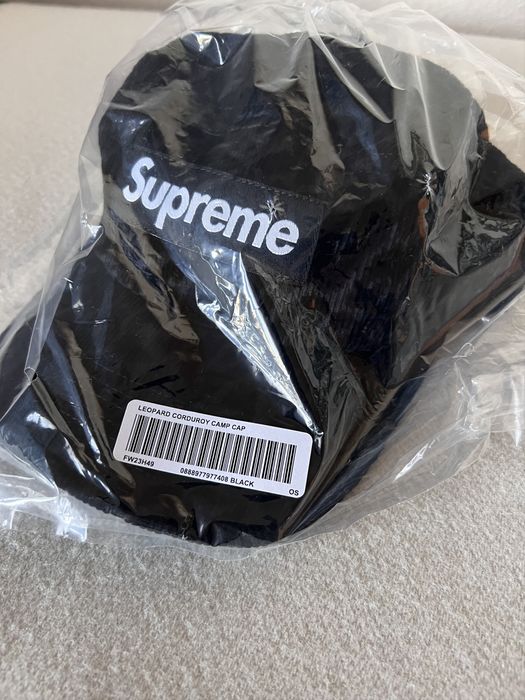 Supreme Supreme Leopard Corduroy Camp Cap in Black | Grailed