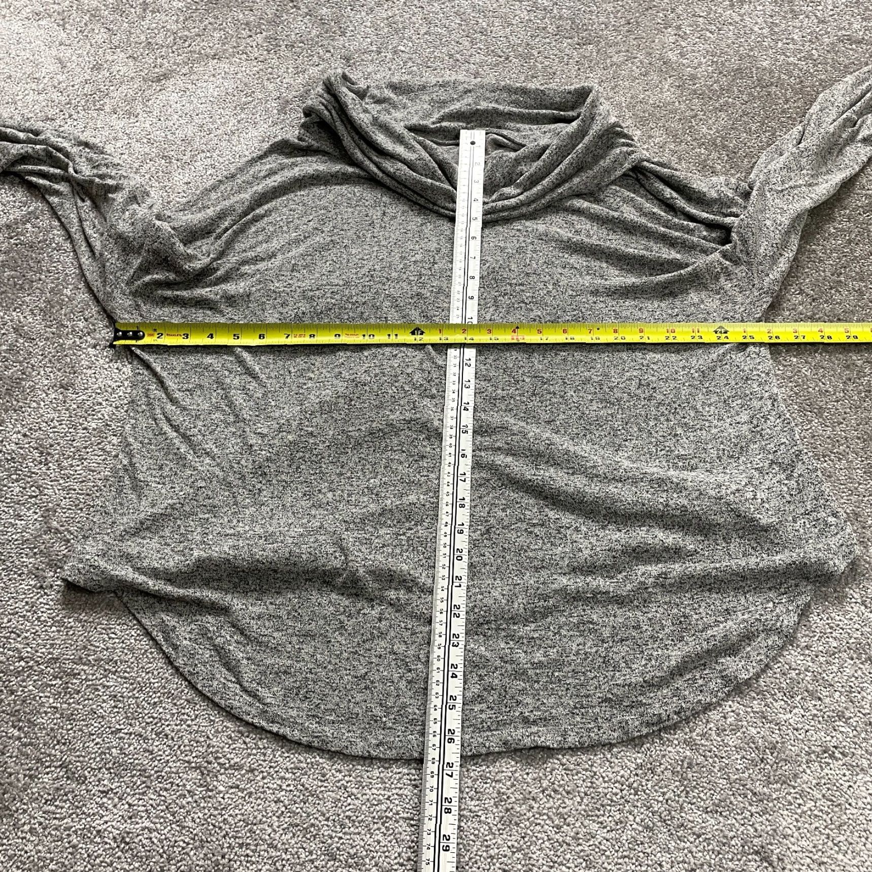 Vintage St. John's Bay Blouse Women 2XL Gray Cowl Neck Long Sleeve Knit Stretch Polyester Spandex Breathable Machine Washable Solid Size XXL / US 16-18 / IT 52-54 - 5 Thumbnail