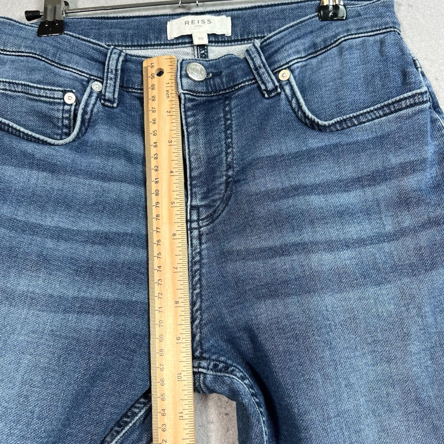 Reiss VINTAGE Reiss Womens Jeans Tapered Leg Cotton Blend Medium Wash Size 30 28in Inseam Blue Size 30" / US 8 / IT 44 - 7 Thumbnail