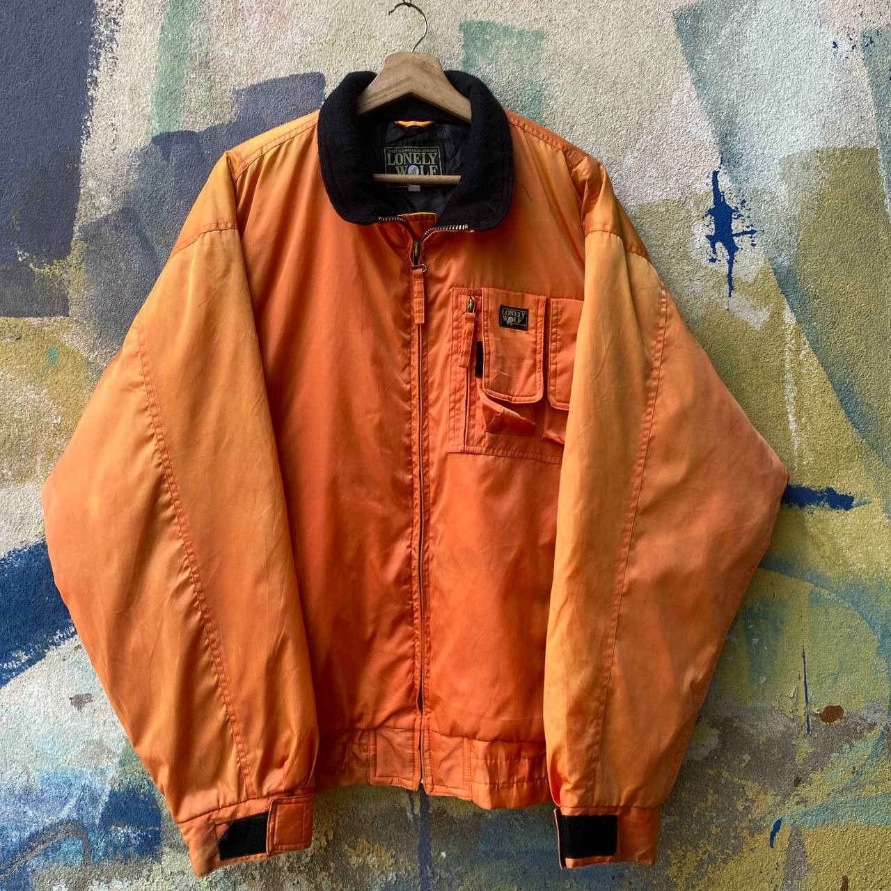 Vintage Lonely Wolf Sun Faded Zipper Jacket