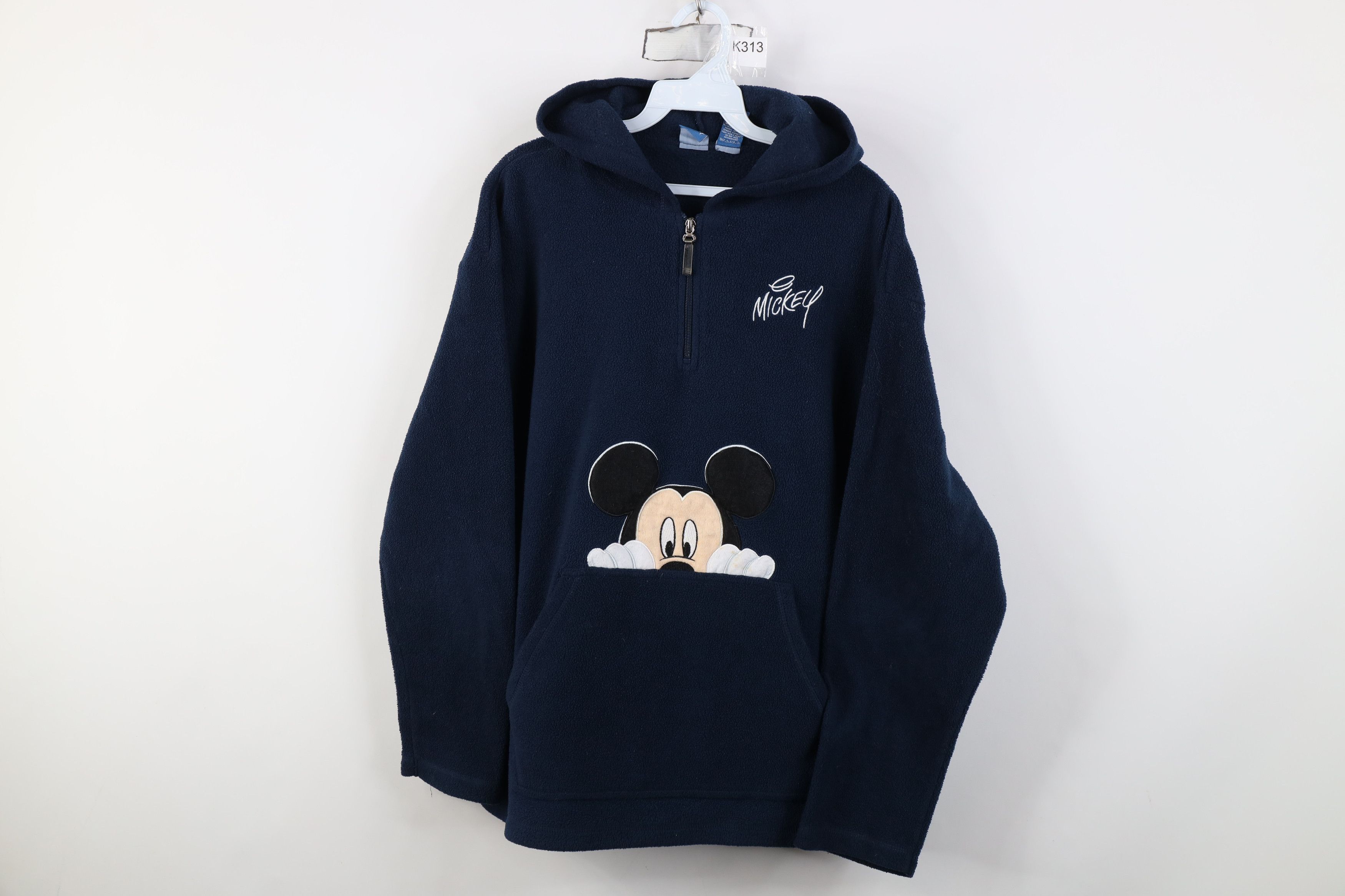 Disney Vintage 90s Y2K Disney Mickey Mouse Fleece Half Zip Hoodie Size XL / US 12-14 / IT 48-50 - 1 Thumbnail
