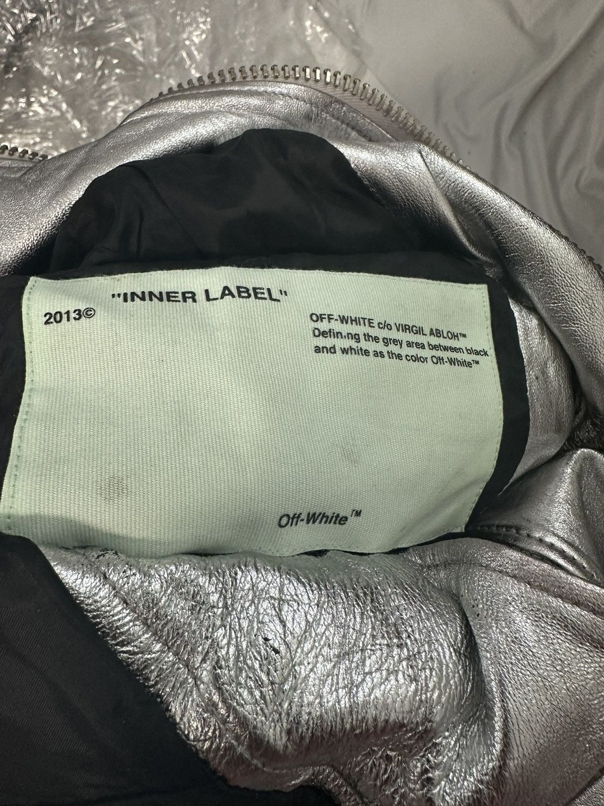 Off-White OFF WHITE SILVER LEATHER JACKET Size US M / EU 48-50 / 2 - 18 Thumbnail
