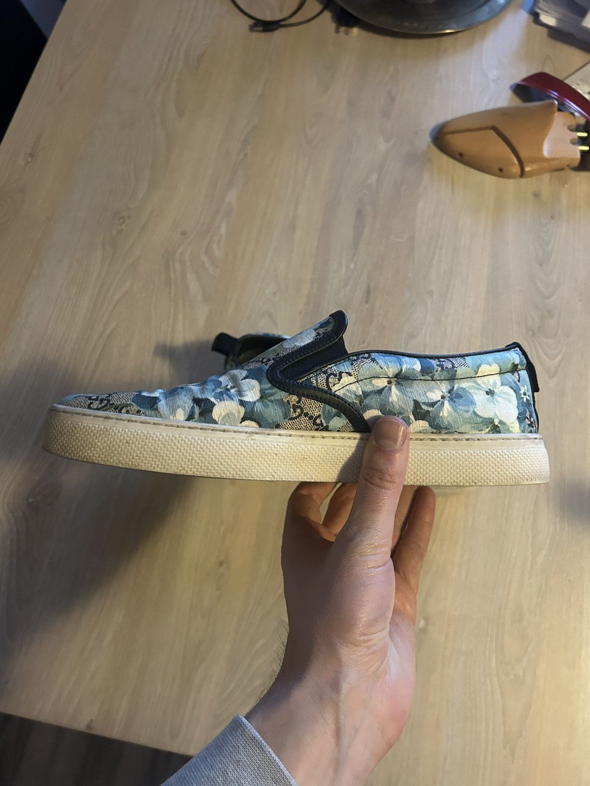 Gucci Floral Print GG Supreme Monogram Slip-Ons Size US 8 / EU 41 - 5 Thumbnail
