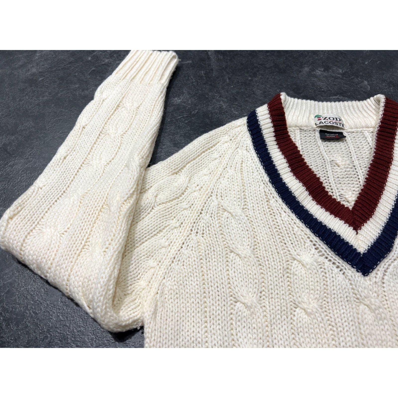 Izod Izod Lacoste Sweater Striped Mens M Red White Blue Size US M / EU 48-50 / 2 - 6 Thumbnail