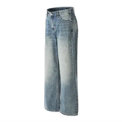 VIBE Men's wide-leg distressed cargo punk washed gradient jeans Size US 32 / EU 48 - 2 Thumbnail