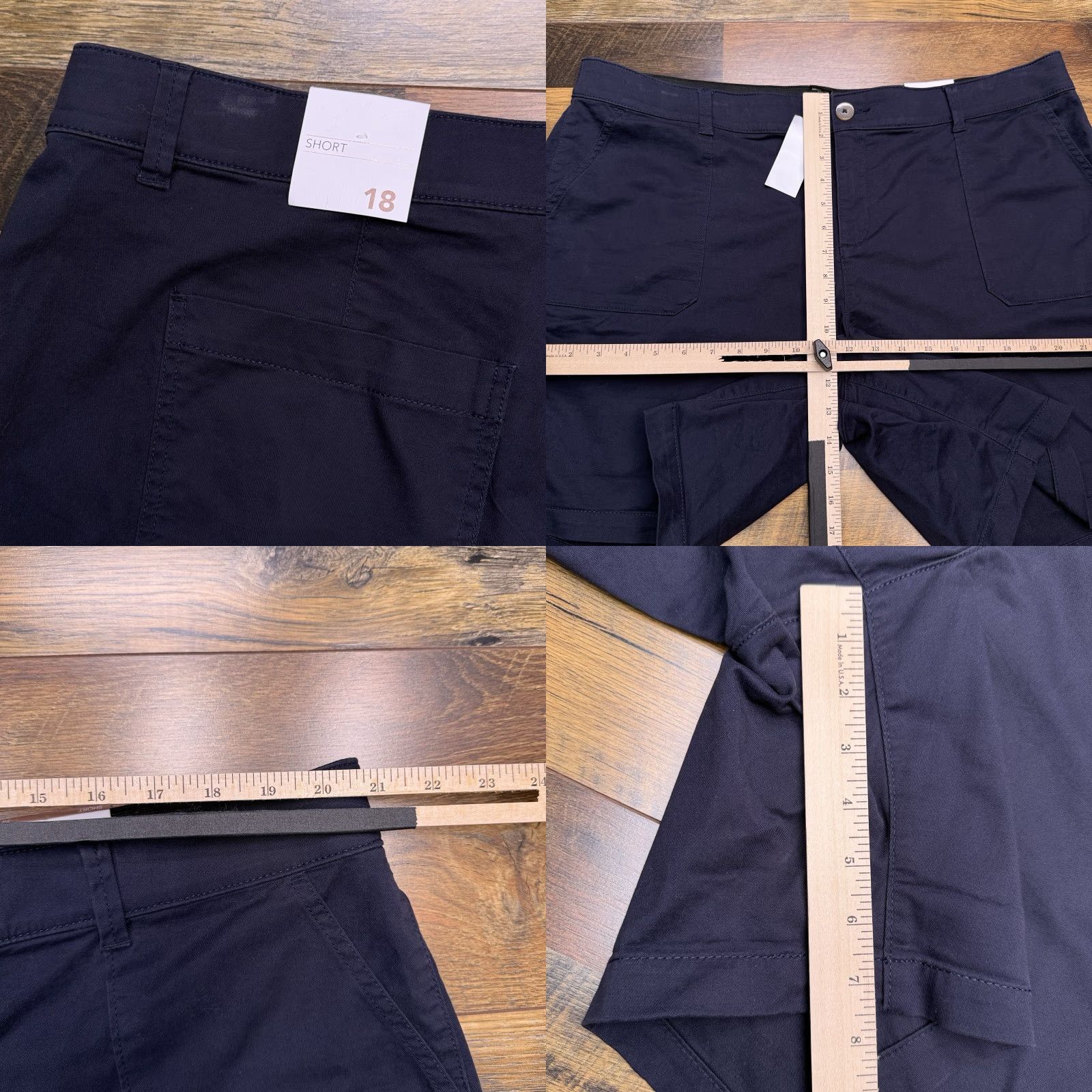 Vintage Lane Bryant Chino Shorts Womens 18 Navy High Rise Stretch Elastic Waist Casual Slim? (Note: original may not include all elements) Size 40" / US 18 - 8 Thumbnail