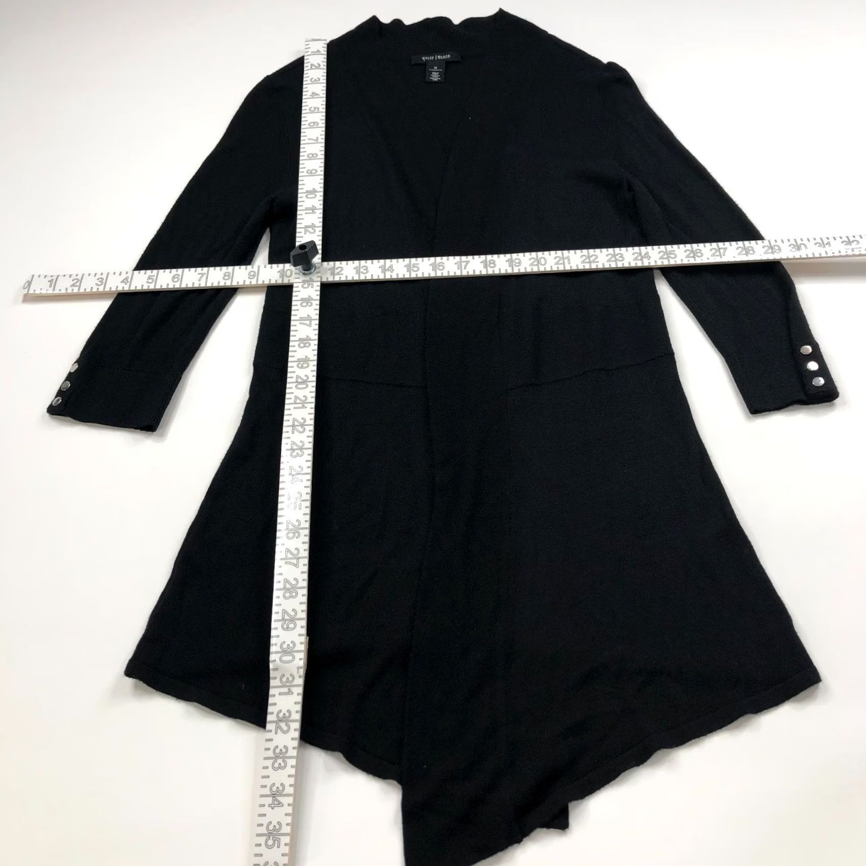 White House Black Market White House Black Market Cardigan Sweater Open Front Black Knit M Womens Long Sleeve V-Neck Size M / US 6-8 / IT 42-44 - 3 Thumbnail