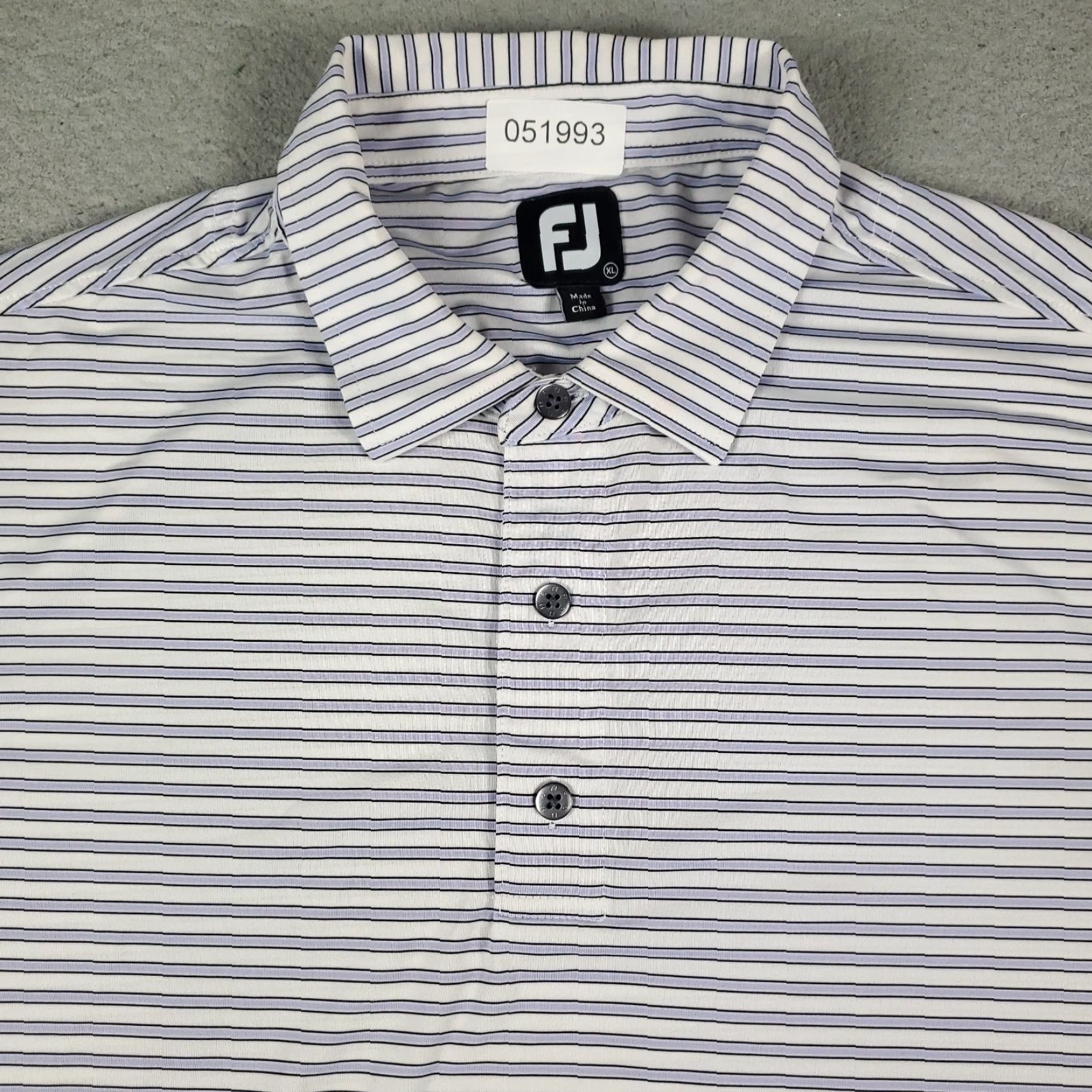 Footjoy FJ Polo Shirt Mens XL Blue Striped Polo Shirt Short Sleeve Button Collar Golf Casual Modern Preppy Sports Mens XL Blue Size US XL / EU 56 / 4 - 2 Thumbnail