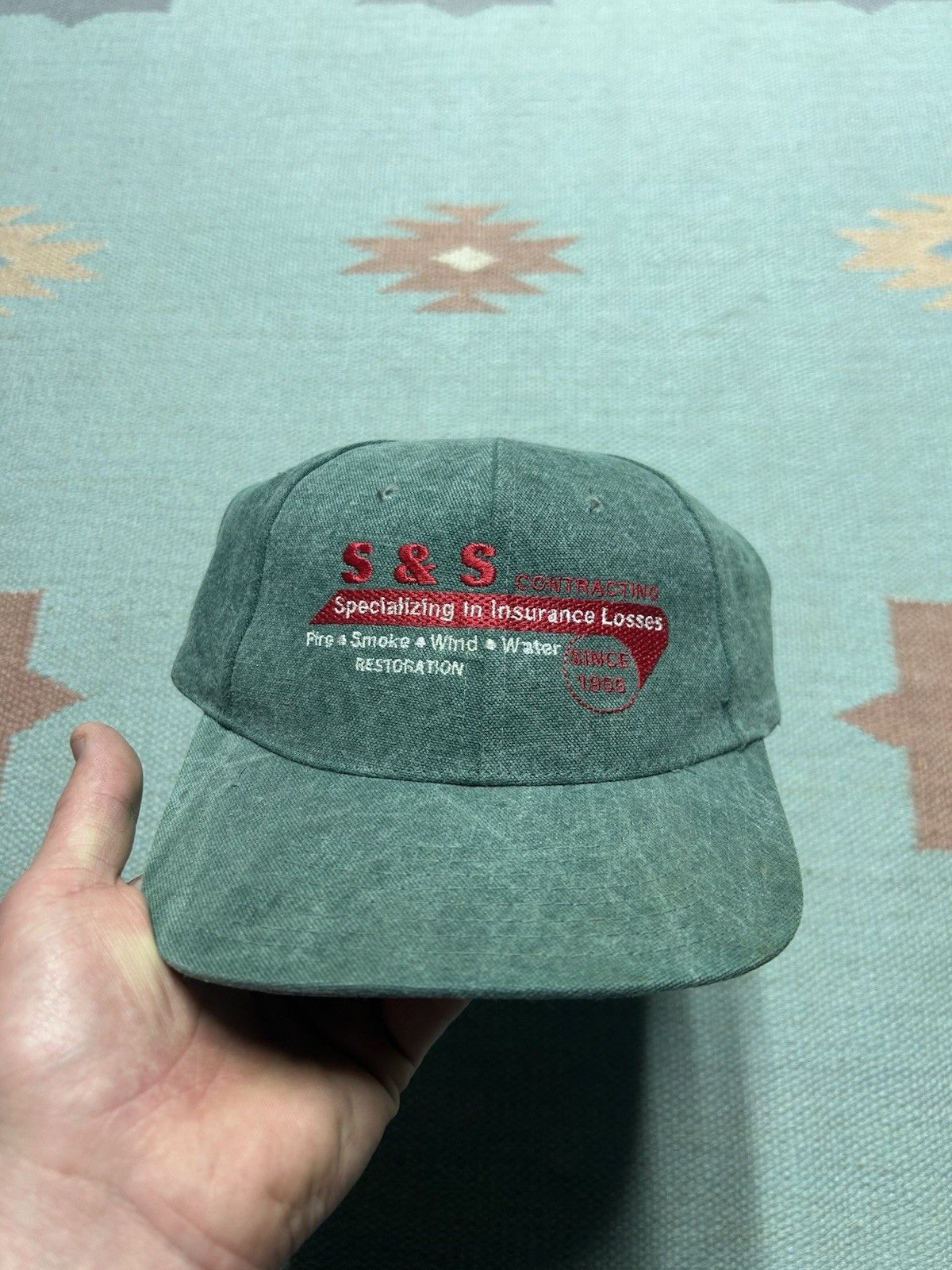 Vintage Vtg strapbac hat S&S contracting insurance stone wash canvas Size ONE SIZE - 2 Thumbnail