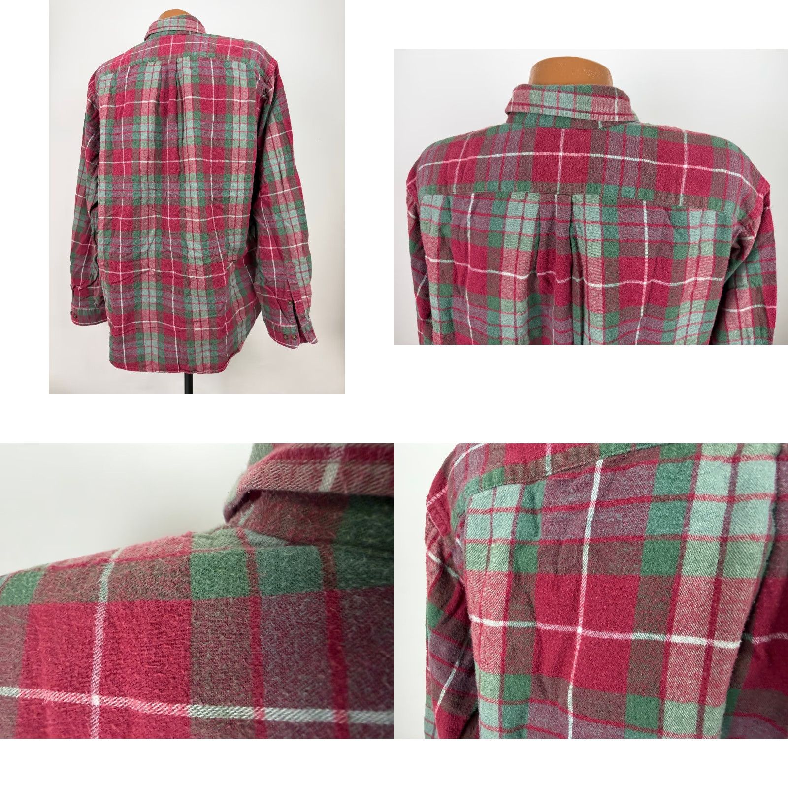 Lands' End VINTAGE Lands' End Flannel Shirt XL Green Red Plaid Outdoor Lightweight Cotton Mens Size US XL / EU 56 / 4 - 8 Thumbnail