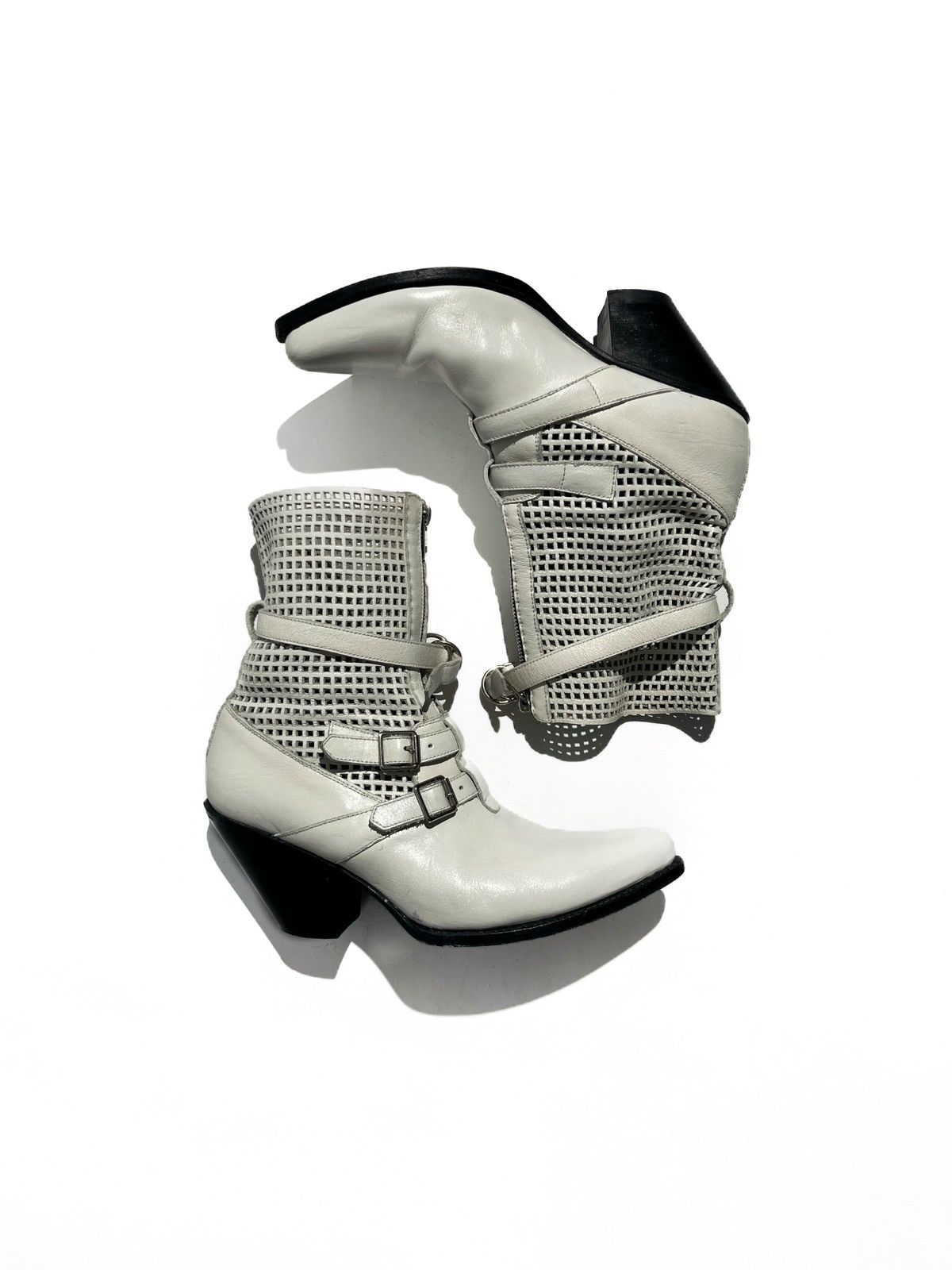 Celine SS19 Celine White Perforated Berlin 60mm Boots Hedi Slimane Size US 9 / IT 39 - 1 Thumbnail