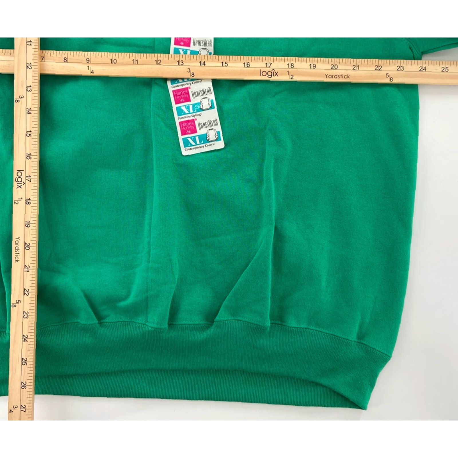 Hanes VINTAGE Hanes Sweater Womens Extra Large Green Solid Fleece Pullover XL Body: Organic Cotton, Polyester? Wait. Size XL / US 12-14 / IT 48-50 - 7 Thumbnail