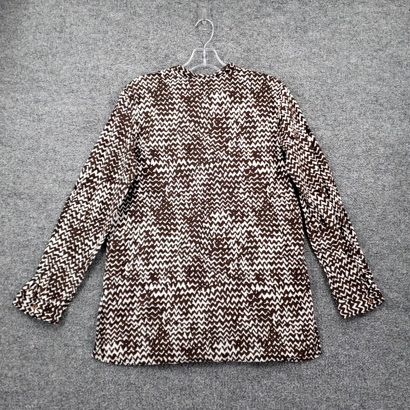 Gap Gap Brown Chevron Henley Long Sleeve Tunic Blouse Womens S Small Top Casual Size S / US 4 / IT 40 - 2 Thumbnail