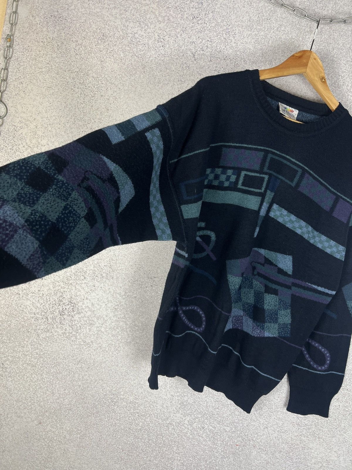 Vintage Vintage Monello Abstract Pattern Lana Wool Sweater Size US L / EU 52-54 / 3 - 4 Thumbnail