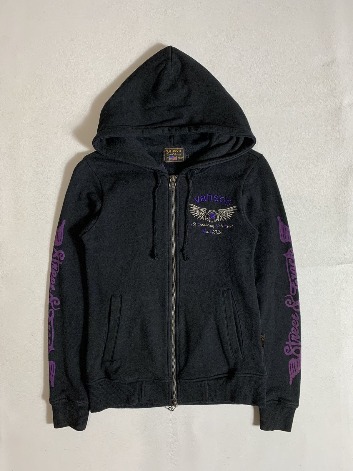 Vintage Vanson Leathers embroidery spell out zip hoodie | Grailed