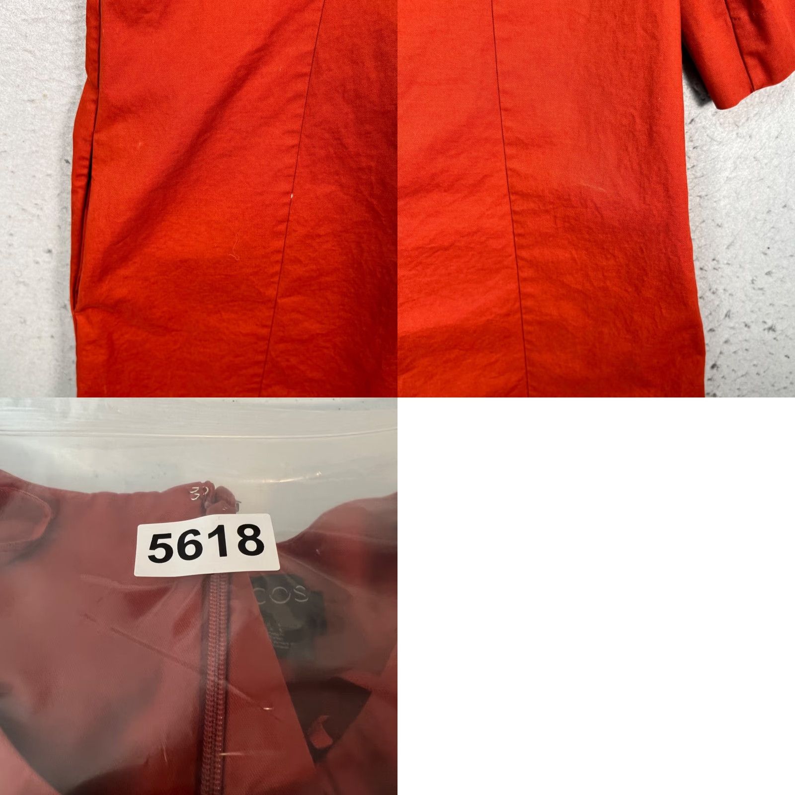 Cos COS Dress Womens 4 Red Short-Sleeve A-Line Back Zip Cotton Blend Knee Length Vintage No N/A Size S / US 4 / IT 40 - 8 Thumbnail