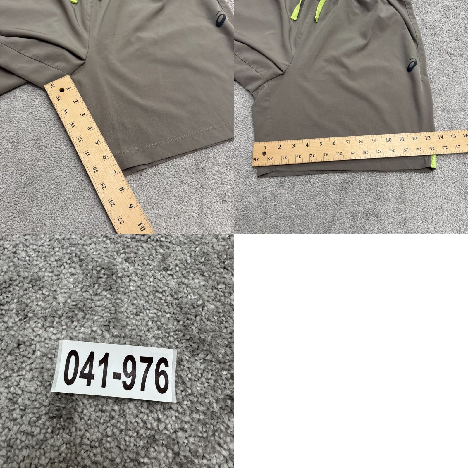 Asics ASICS Running Shorts Mens L Gray Lime Elastic Waist Athletic Gym Casual Sports Size US 33 - 9 Thumbnail