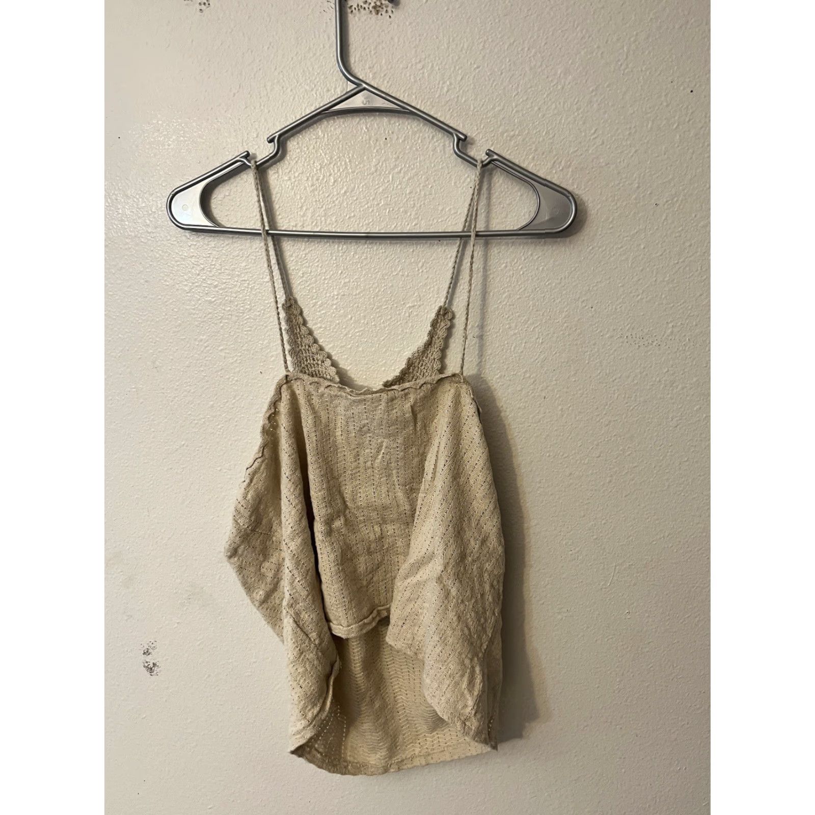 H&M H&M Crochet Knit Crop Top Tank Beige Scalloped Cotton Boho Size XL Size XL / US 12-14 / IT 48-50 - 3 Thumbnail