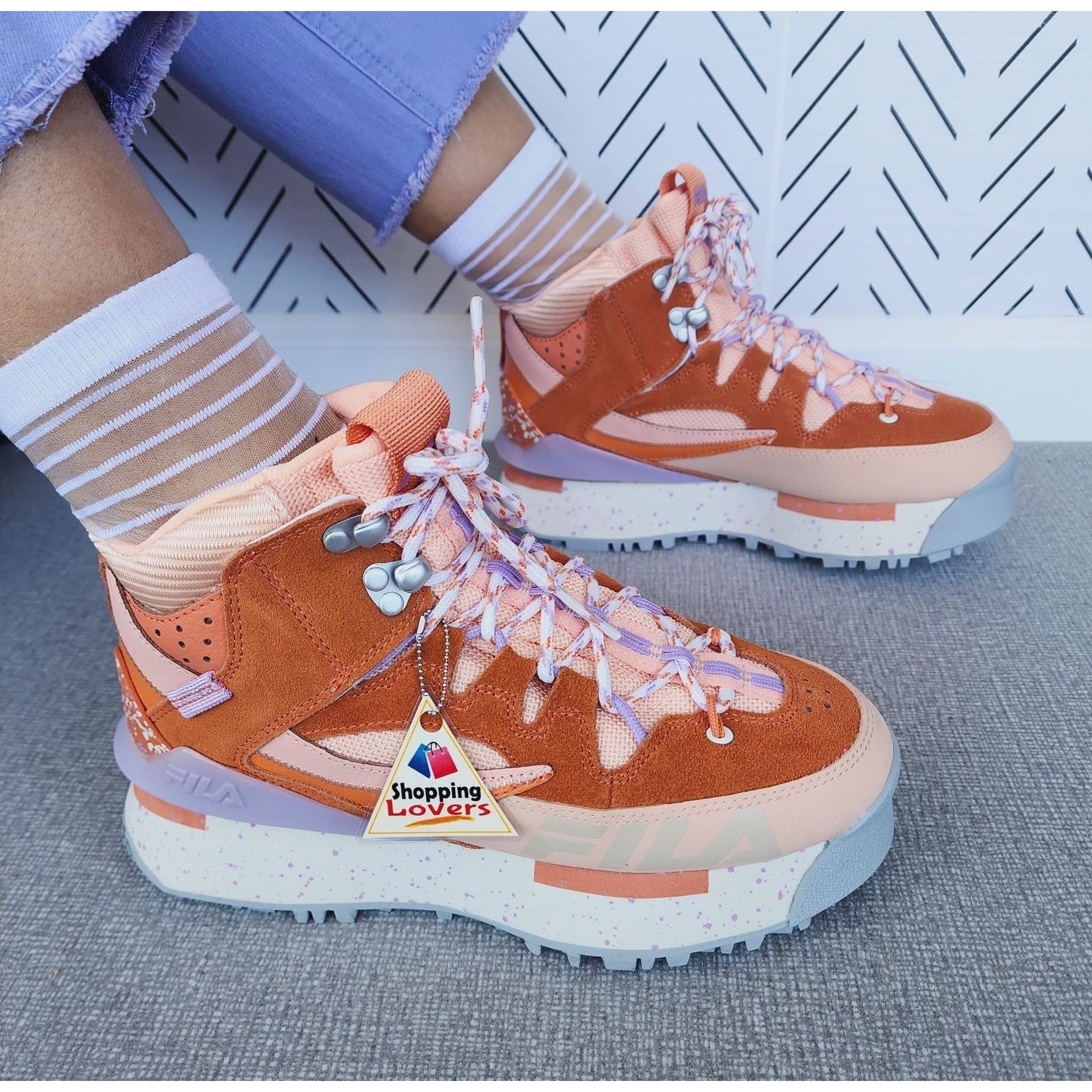 image of Sz 7 Womens Shoes Fila Renno Multi Trekking Orange Suede Li