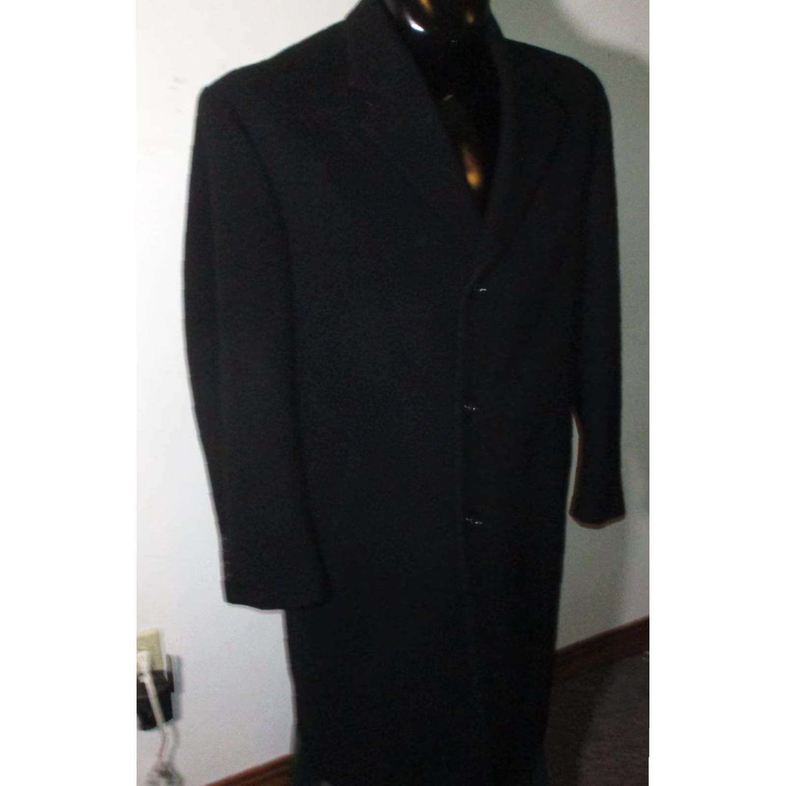 Jos. A. Bank JOS. A. BANK Navy Blue 100% Wool Overcoat Men's 40R Regular Size US XXS / EU 40 - 3 Thumbnail