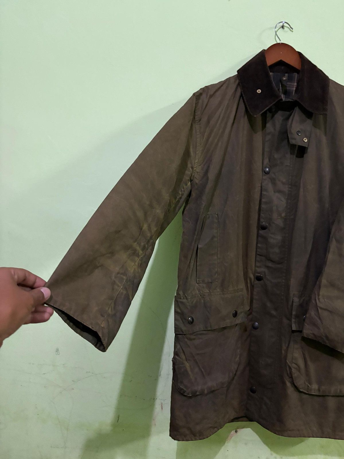 Barbour VTG 90's Barbour Border Cotton Waxed Jacket Hunting Jacket Size US L / EU 52-54 / 3 - 2 Thumbnail