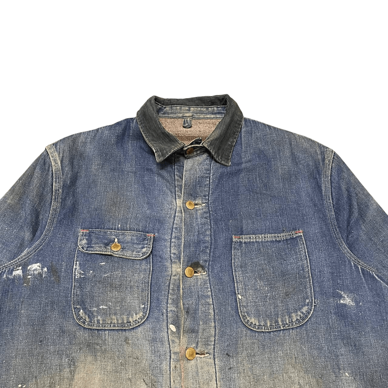 Sears Vintage 50's Sears Troy Blanket Denim Thrashed Jacket Paint Size US L / EU 52-54 / 3 - 2 Thumbnail