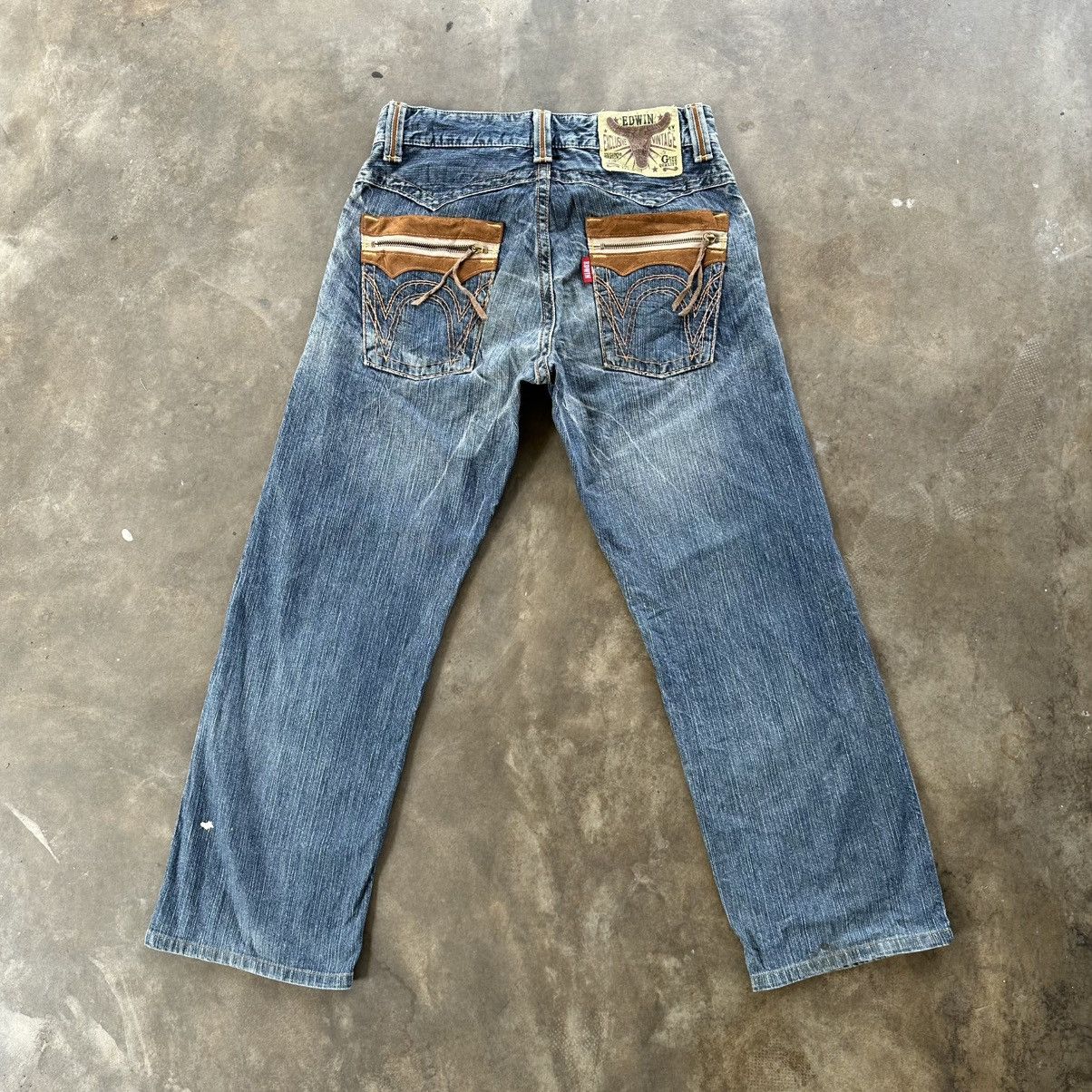 Japanese Brand Vintage Edwin Distressed Faded Denim Jean Pant W32 Size US 32 / EU 48 - 9 Thumbnail