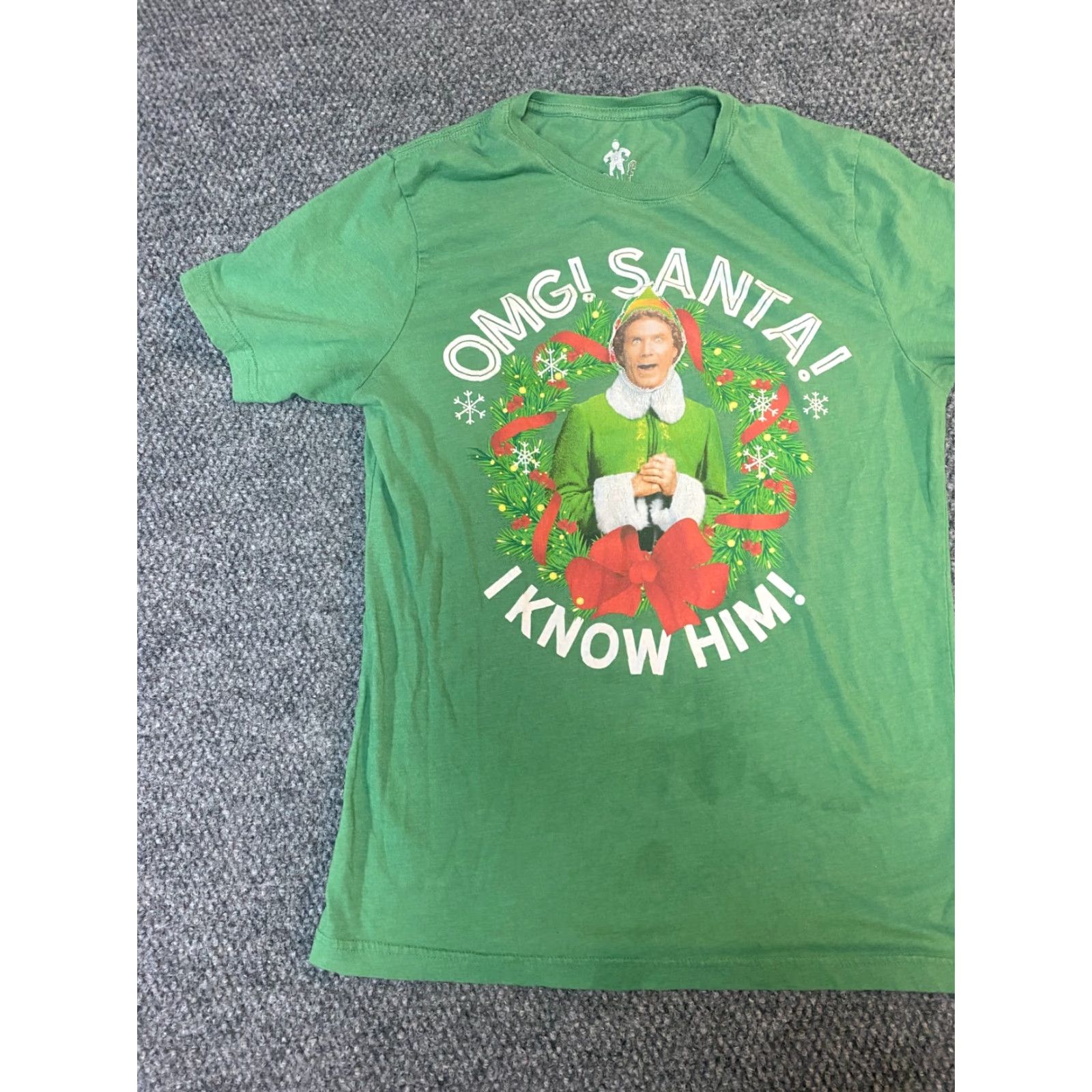 Vintage Elf Christmas T-Shirt Mens S Green Cotton Crew Neck Short Sleeve ELF Brand Regular Boyns? Mens Size US S / EU 44-46 / 1 - 3 Thumbnail