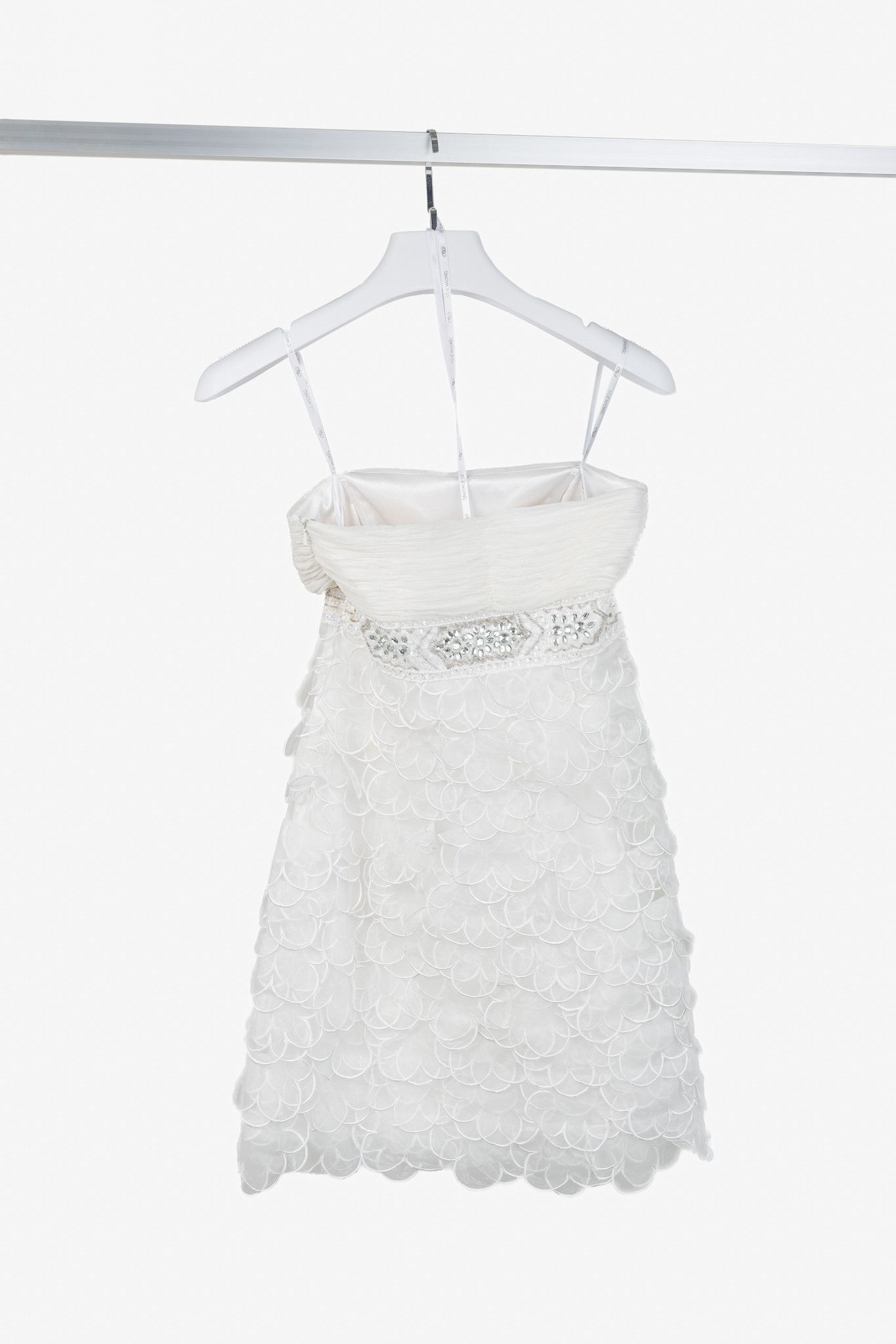 Other Sue Wong White Embellished Scalloped-Skirt Mini Dress Size S / US 4 / IT 40 - 2 Thumbnail