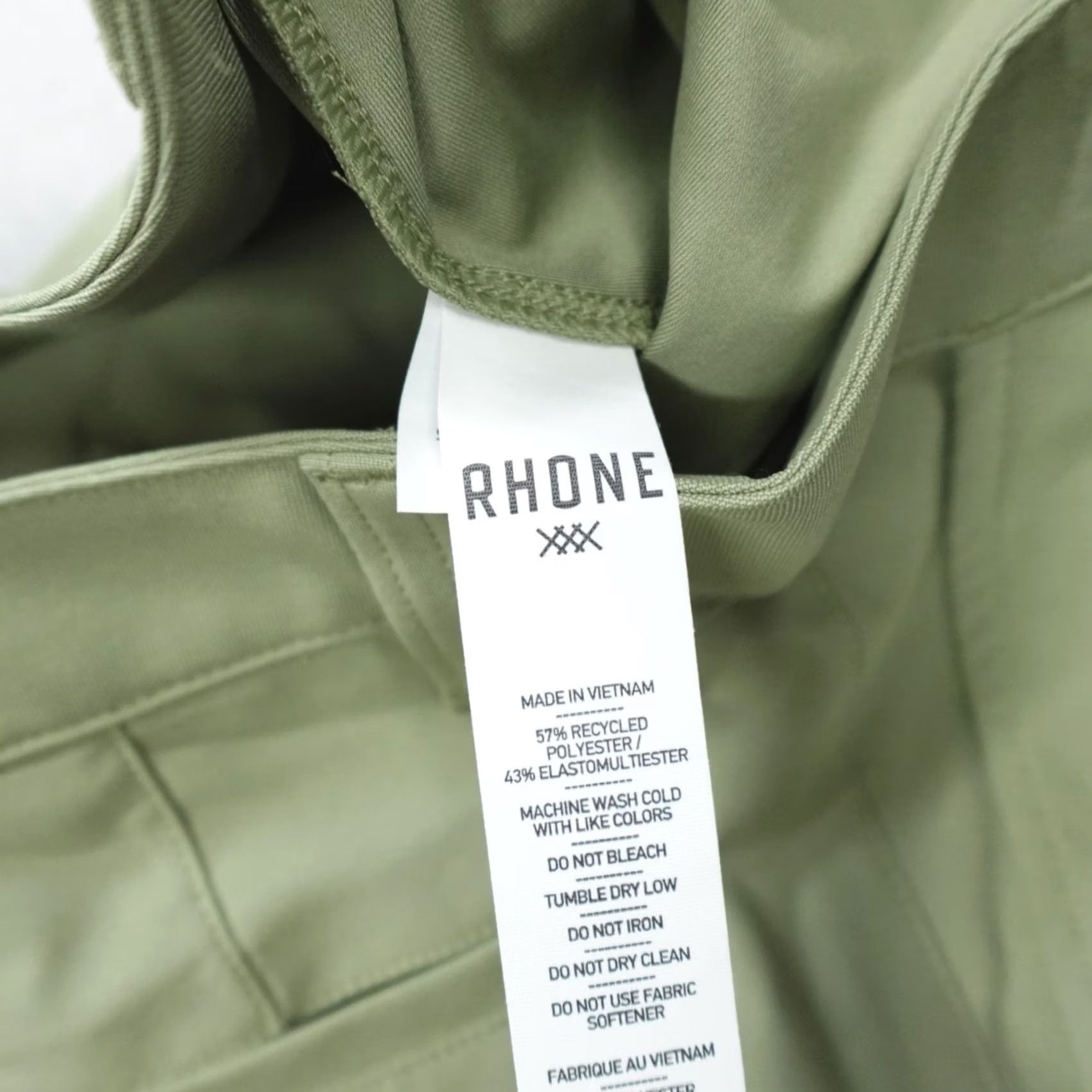 Rhone Rhone Slim Fit 5 Pocket Pants Men Green 33" Inseam Inseam 33" Chino Straight Front Belt Loops Logo Pocket Size US 32 / EU 48 - 3 Thumbnail