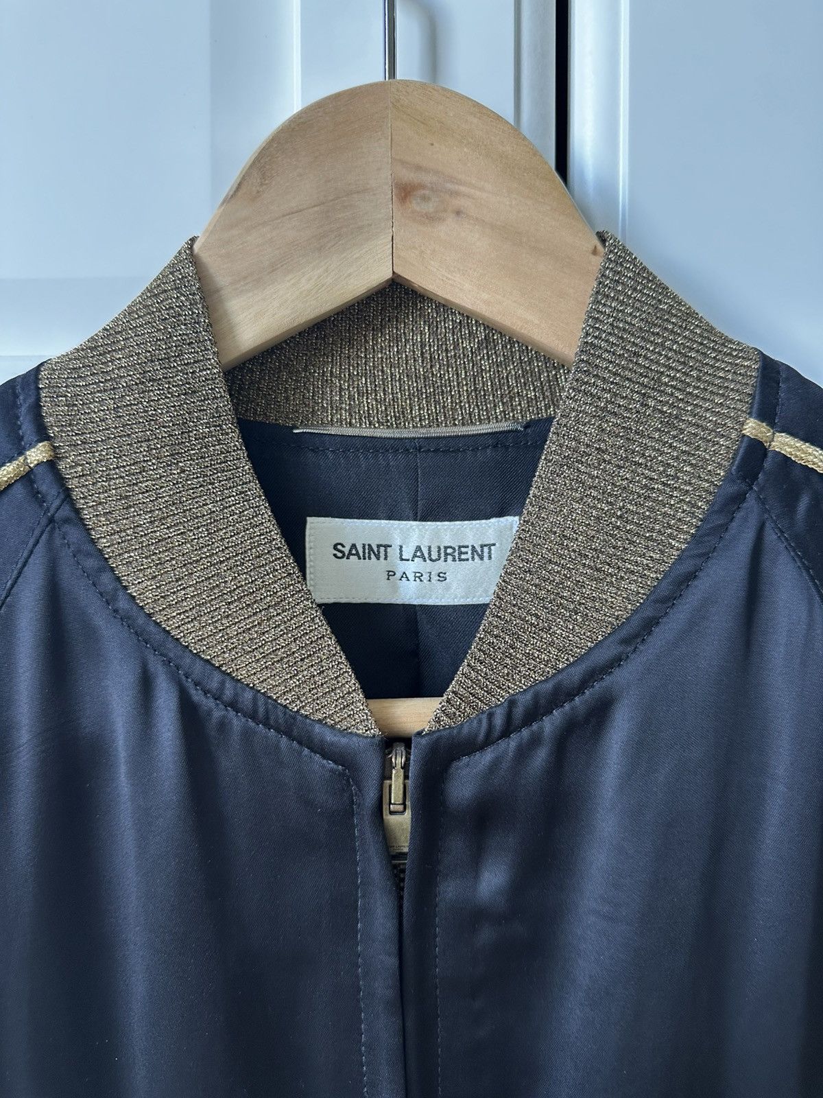 Saint Laurent Paris Saint Laurent Satin Bomber Jacket Black SS15 Hedi Slimane Size US M / EU 48-50 / 2 - 2 Thumbnail