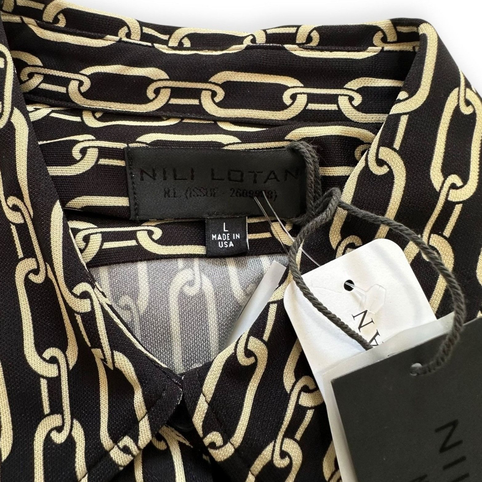 Nili Lotan NILI LOTAN Celestine Print Shirt, Small Chain Print, Size L, Size L / US 10 / IT 46 - 11 Thumbnail