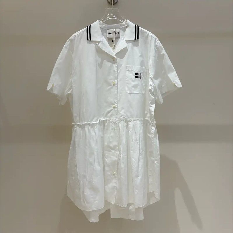 Miu Miu Miu Miu Summer White Cotton Dress 0089 Size M / US 6-8 / IT 42-44 - 1 Thumbnail