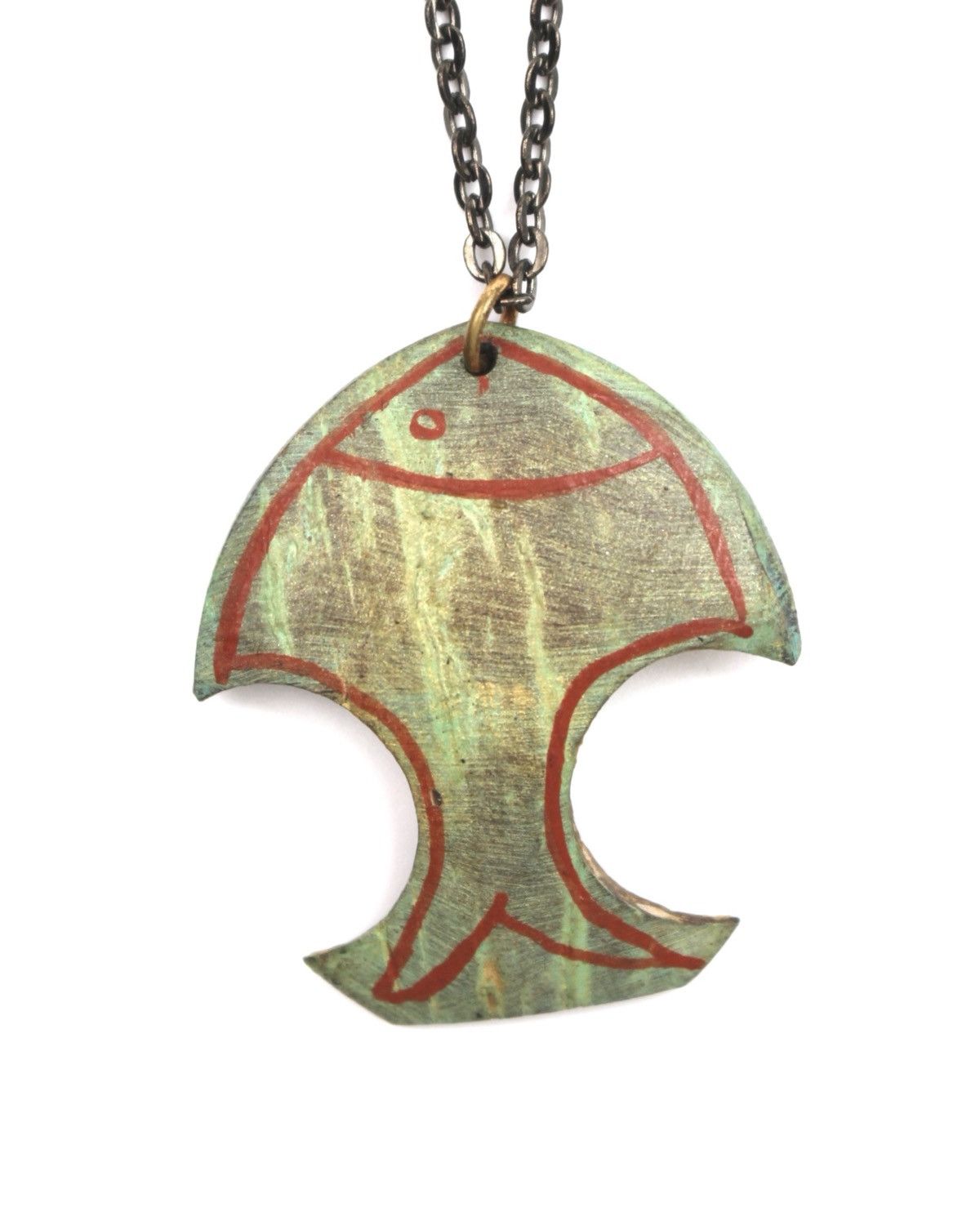 Vintage 1990S HANDCARVED WOOD ABSTRACT FISH PENDANT NECKLACE Size ONE SIZE - 1 Thumbnail