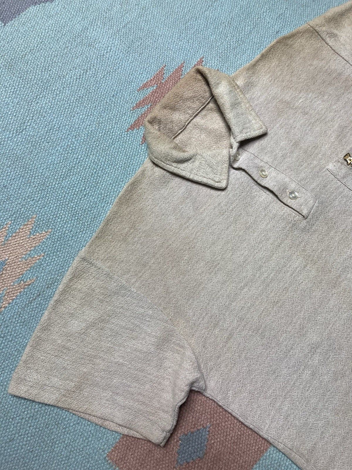 Vintage Vintage 70s polo shirt jacquard knit stain soft boxy medium Size US M / EU 48-50 / 2 - 4 Thumbnail