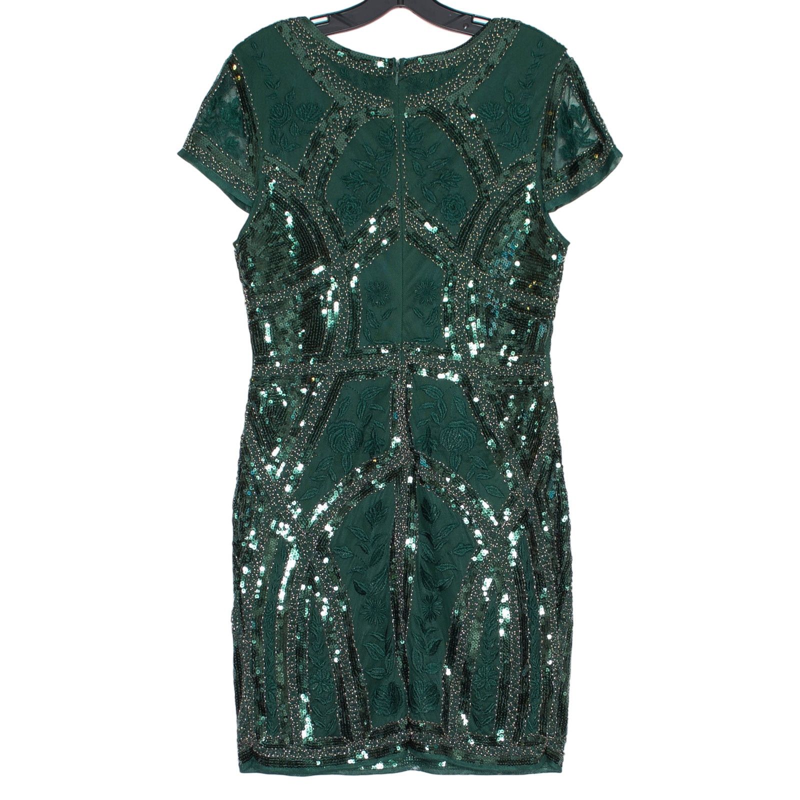 Lulus NWT Lulus Sequin Embroidered Cocktail Dress Emerald Green L Size L / US 10 / IT 46 - 2 Thumbnail