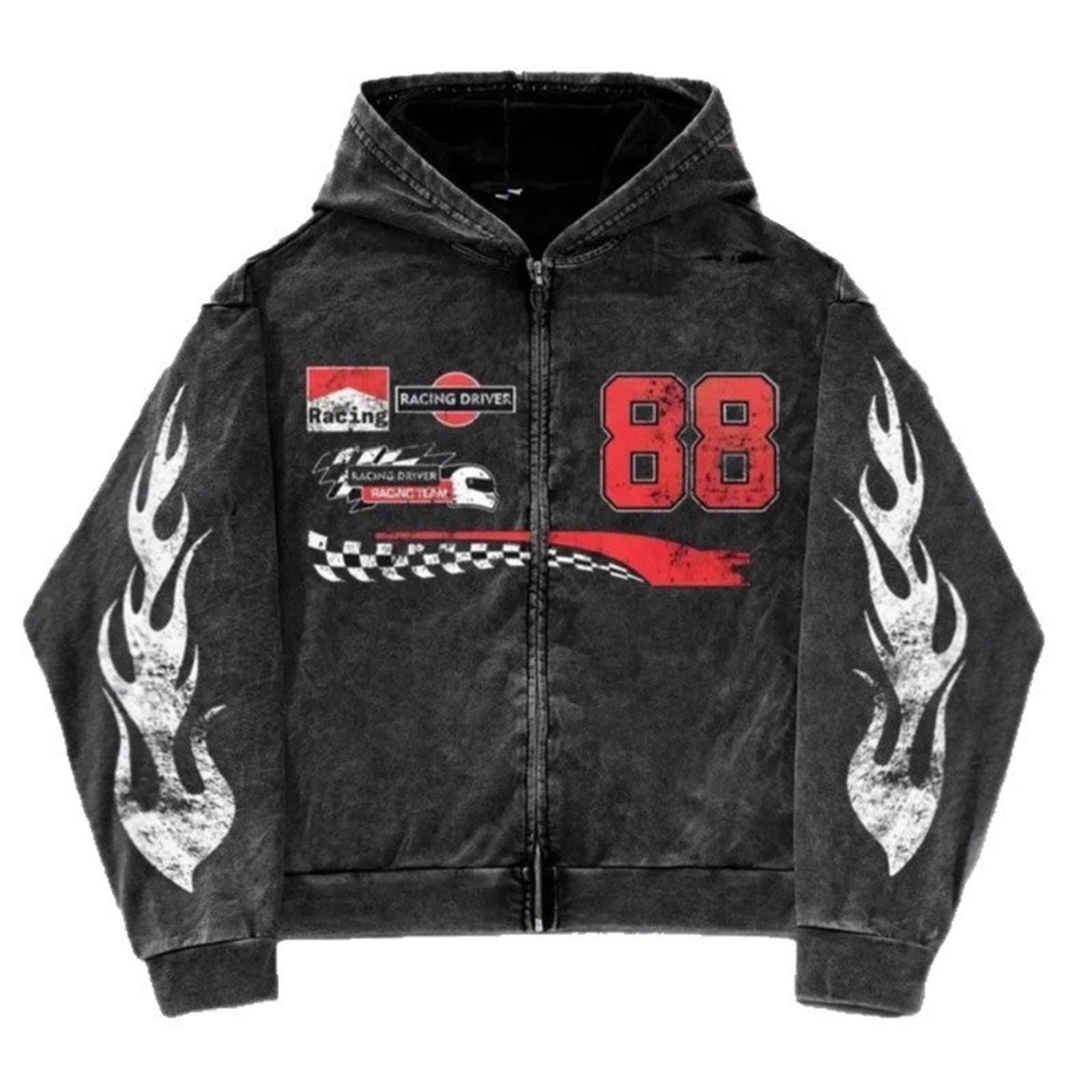 Other 'Racing Driver 88' Flame Washed Zip Hoodie Size US M / EU 48-50 / 2 - 5 Thumbnail