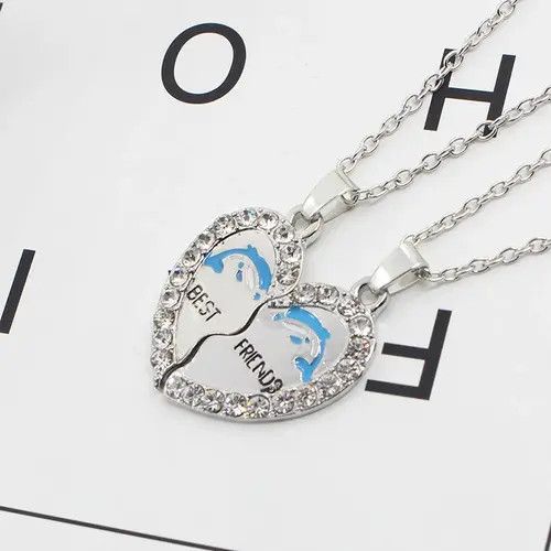 Other 2PCS Dolphin Heart Necklace Size ONE SIZE - 2 Thumbnail