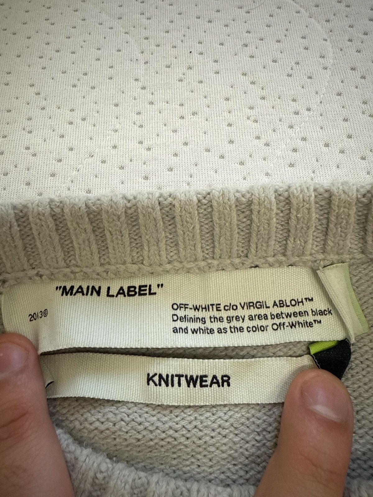 Off-White Maglione Off-White "Diagonals" Knit Sweater – Grigio Chiaro– Size US L / EU 52-54 / 3 - 4 Thumbnail